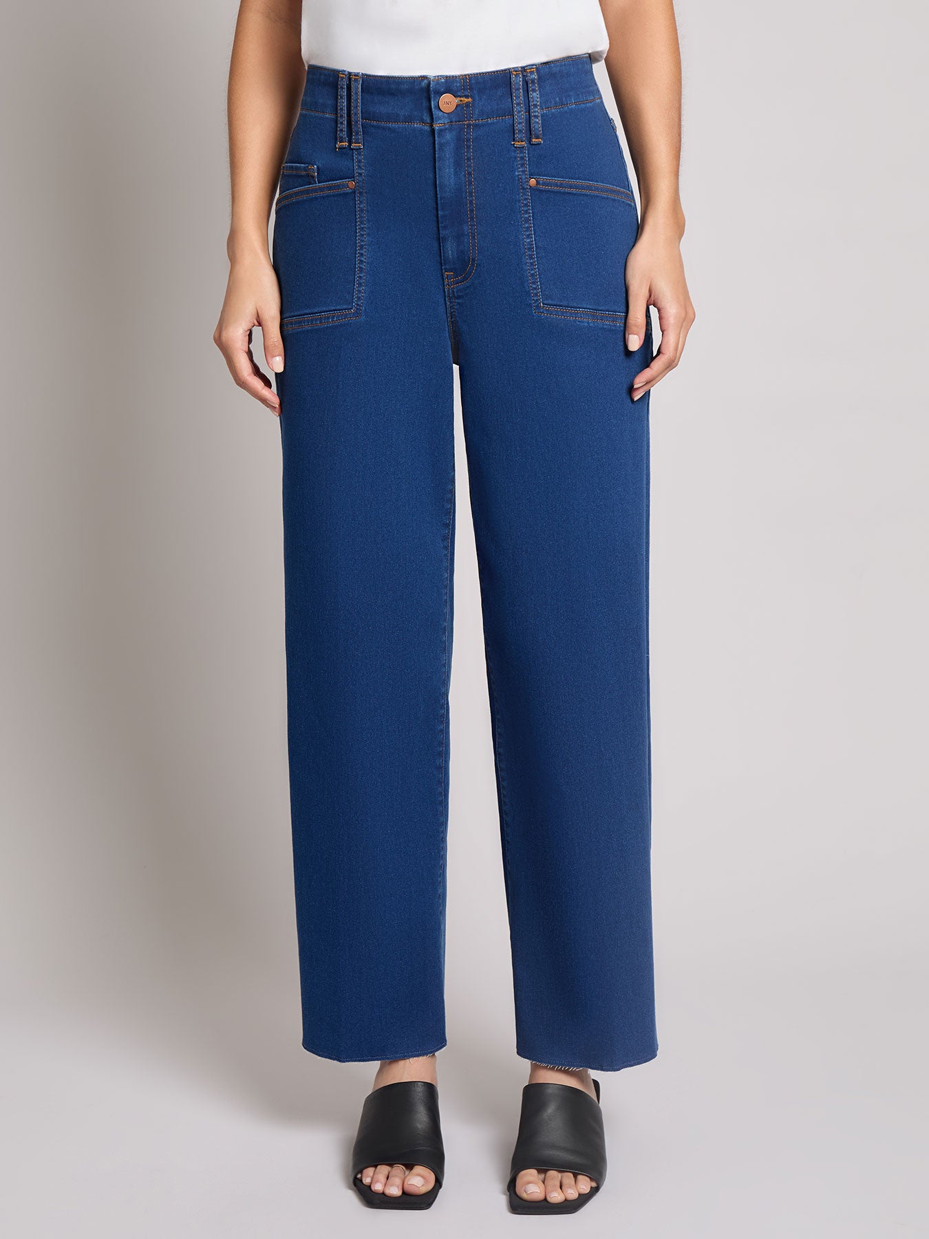 Petite Patch Pocket Wide Leg Denim, Phoenix Wash