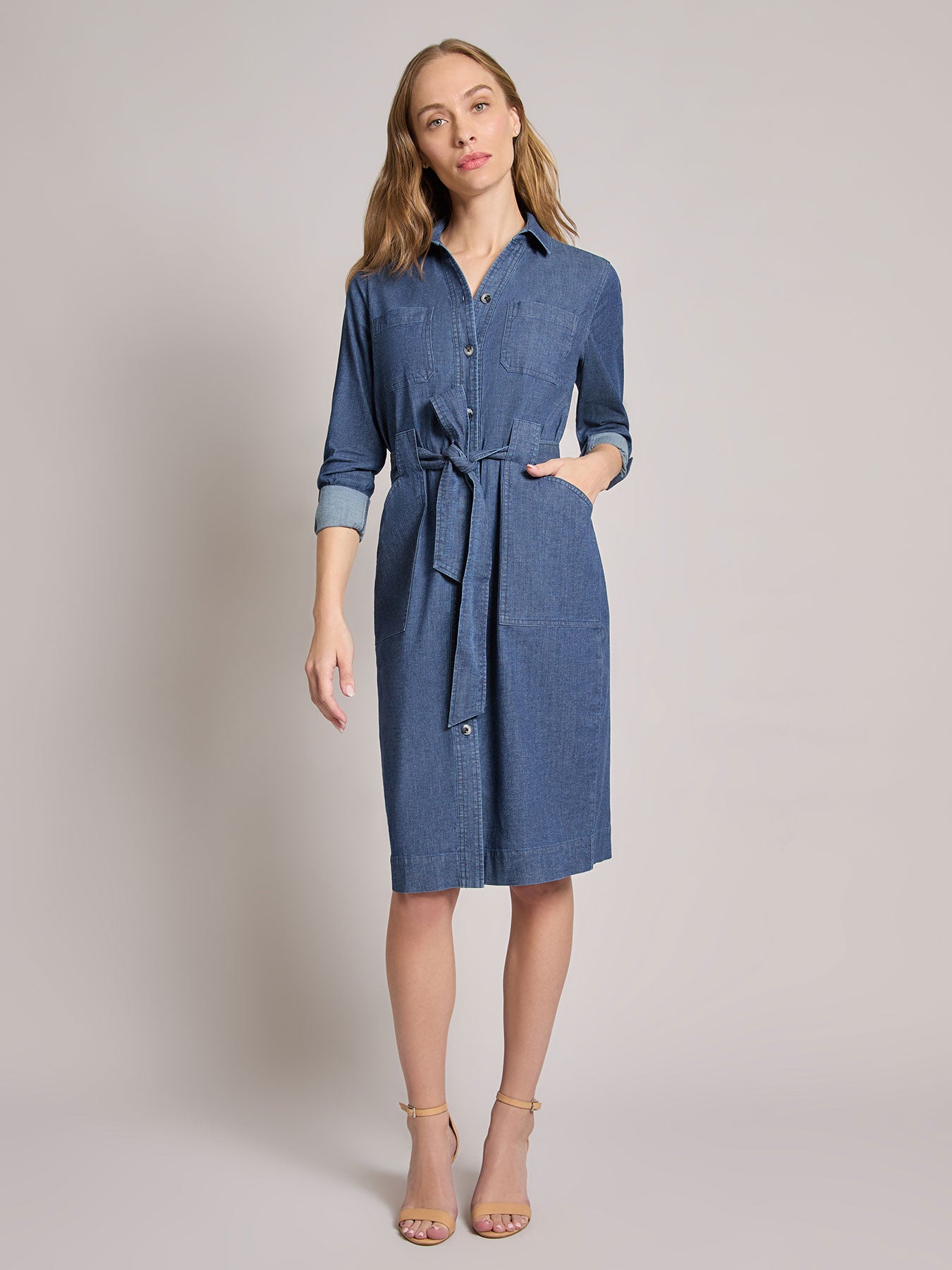 Pocket Tie Dress, Denim 1 Pocket Tie Dress, Denim