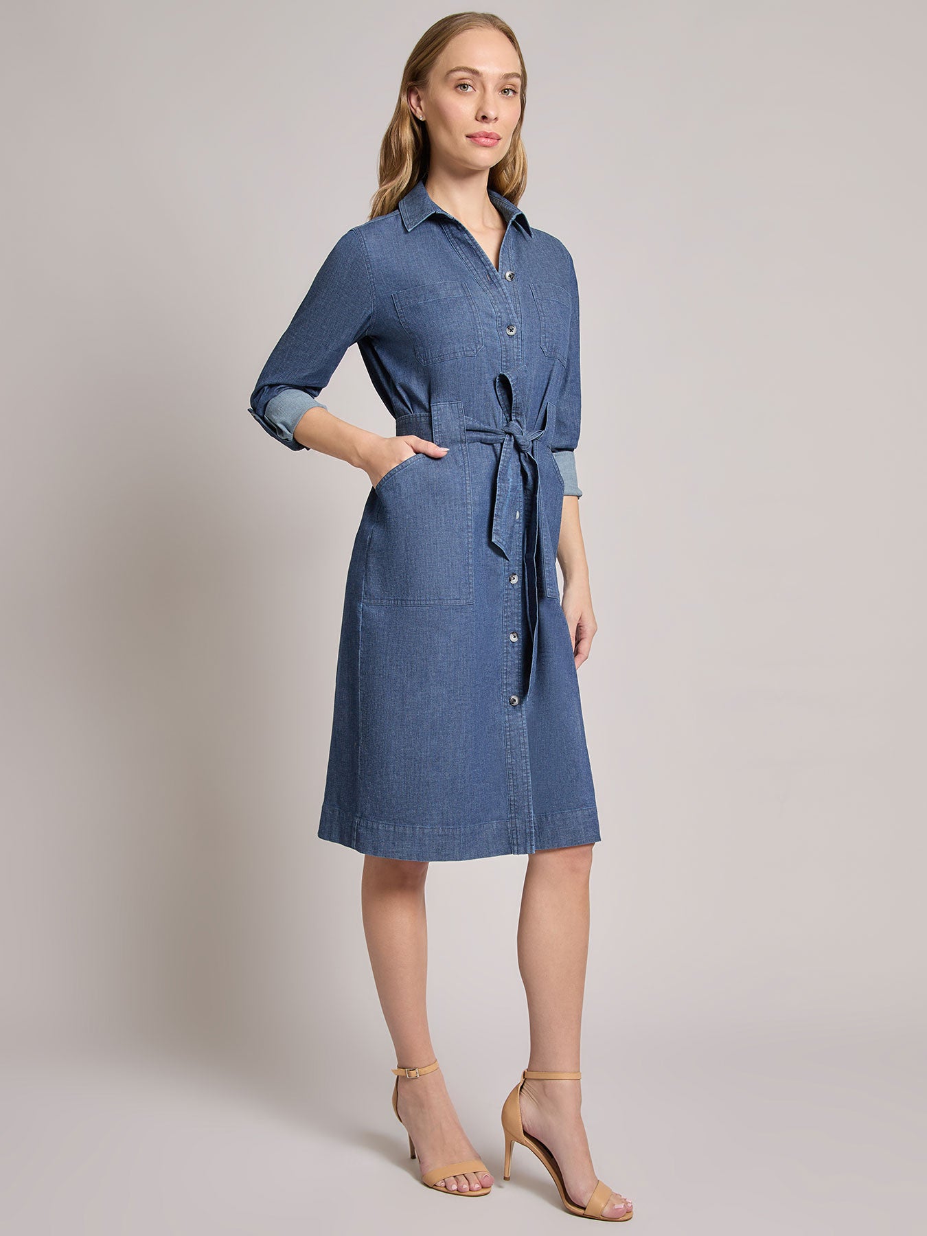 Pocket Tie Dress, Denim 2 Pocket Tie Dress, Denim