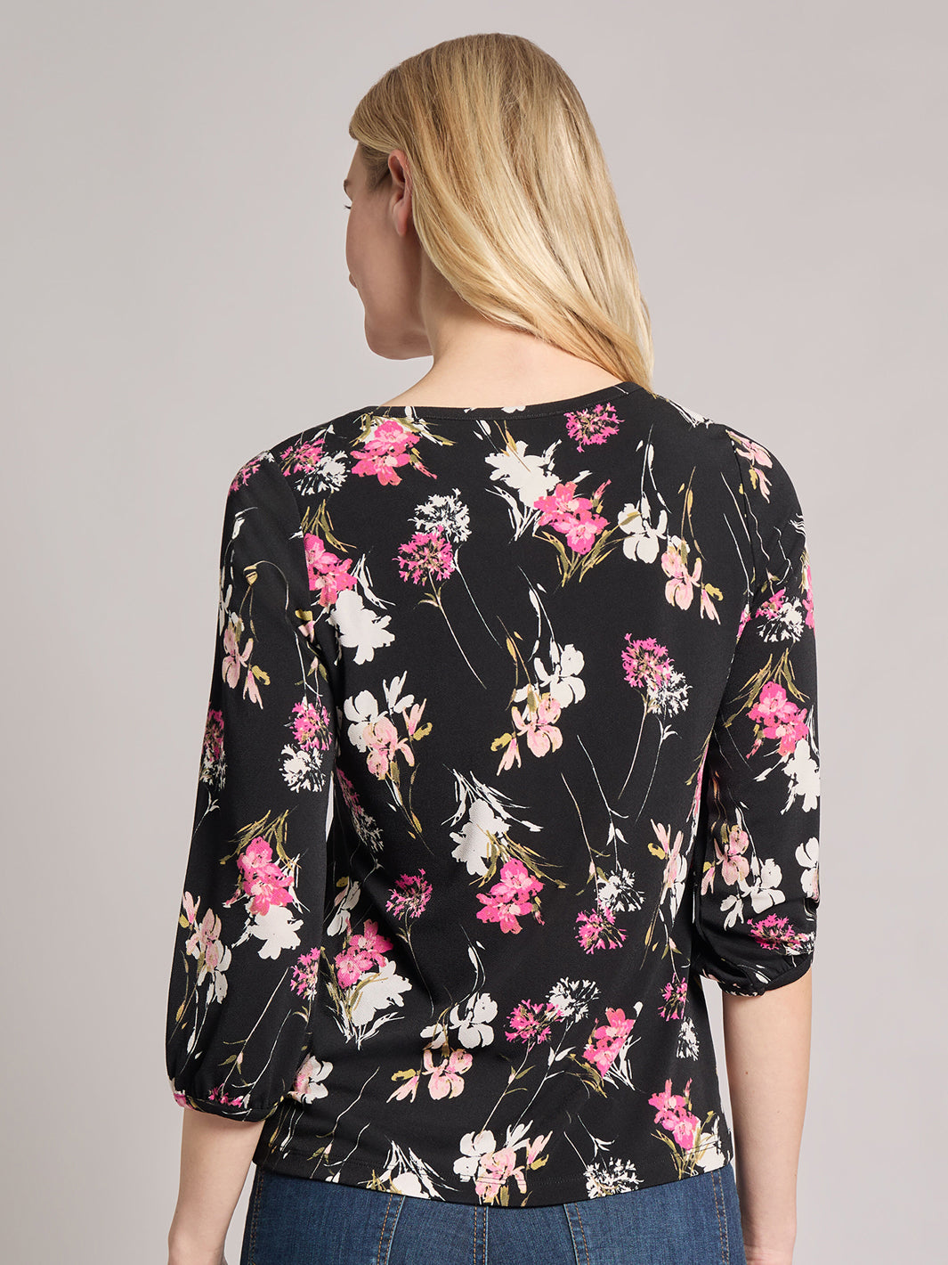 Petite Printed Puff Sleeve Top, Moss Crepe 3 Petite Printed Puff Sleeve Top, Moss Crepe