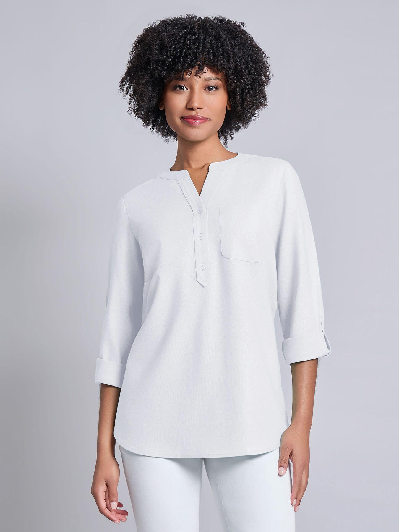 Button Front Tunic, Linen Blend
