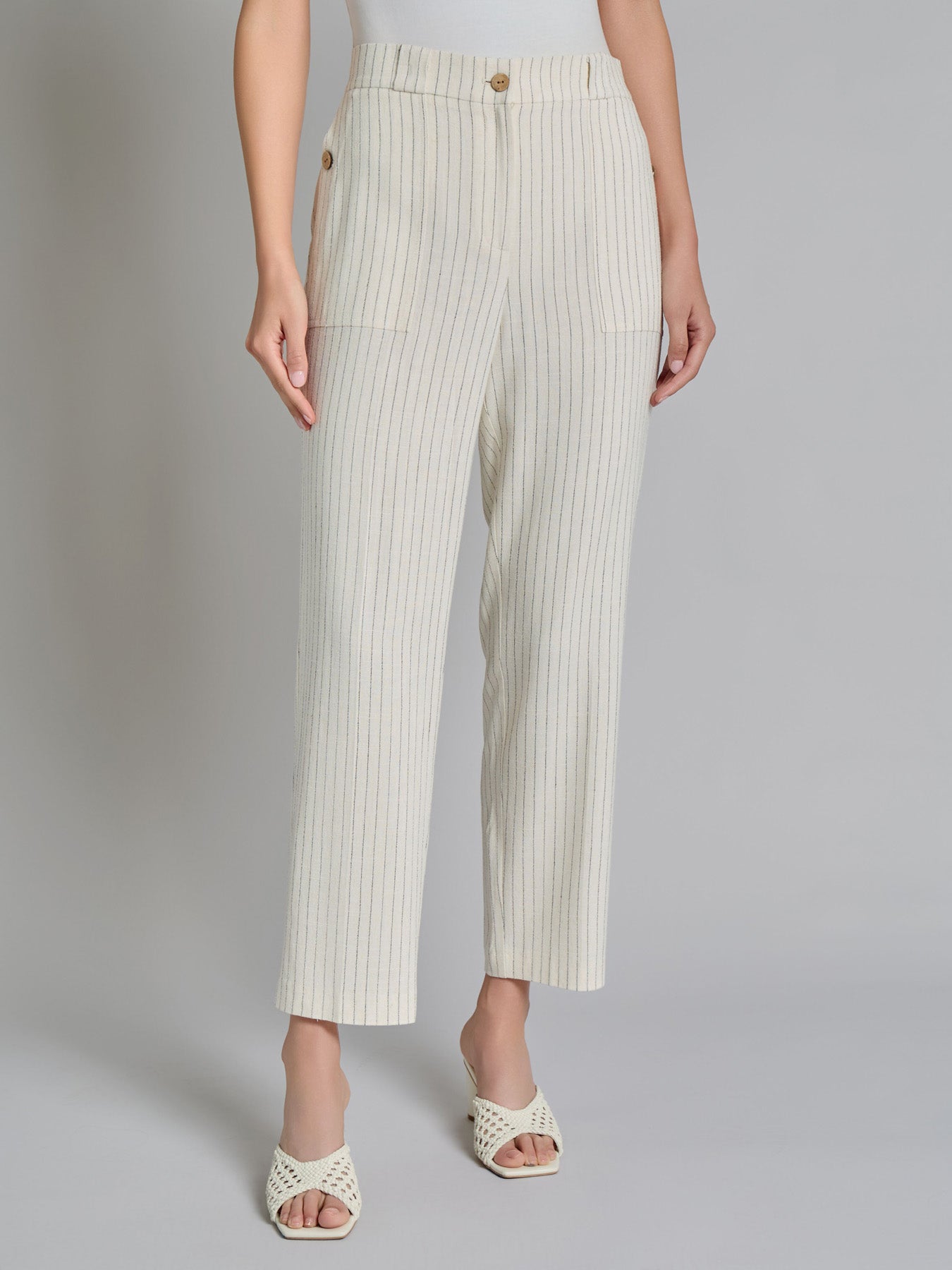 Pinstripe Trouser, Viscose Blend 1 Pinstripe Trouser, Viscose Blend