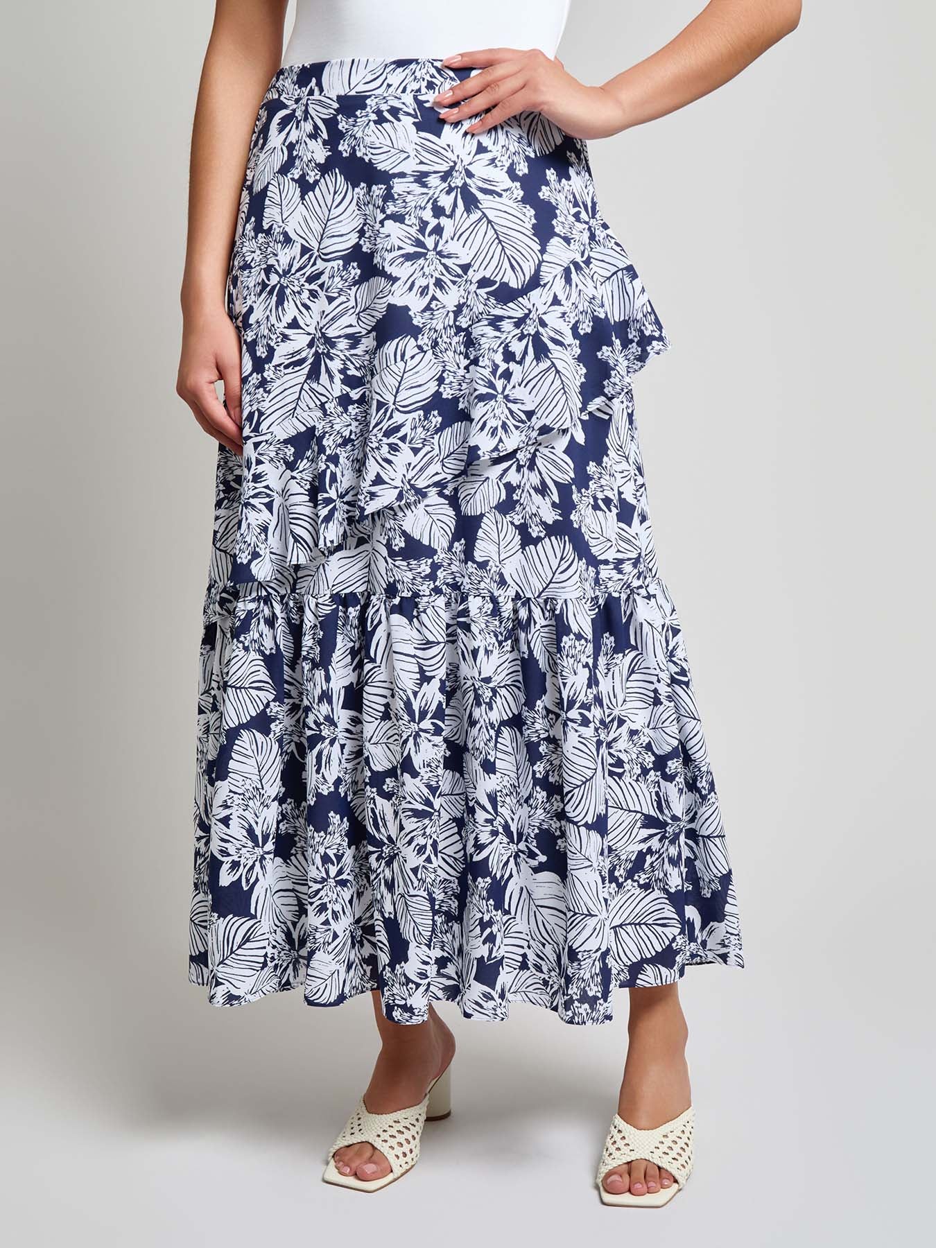 Petite Pull-On Ruffle Maxi Skirt, Crepe de Chine