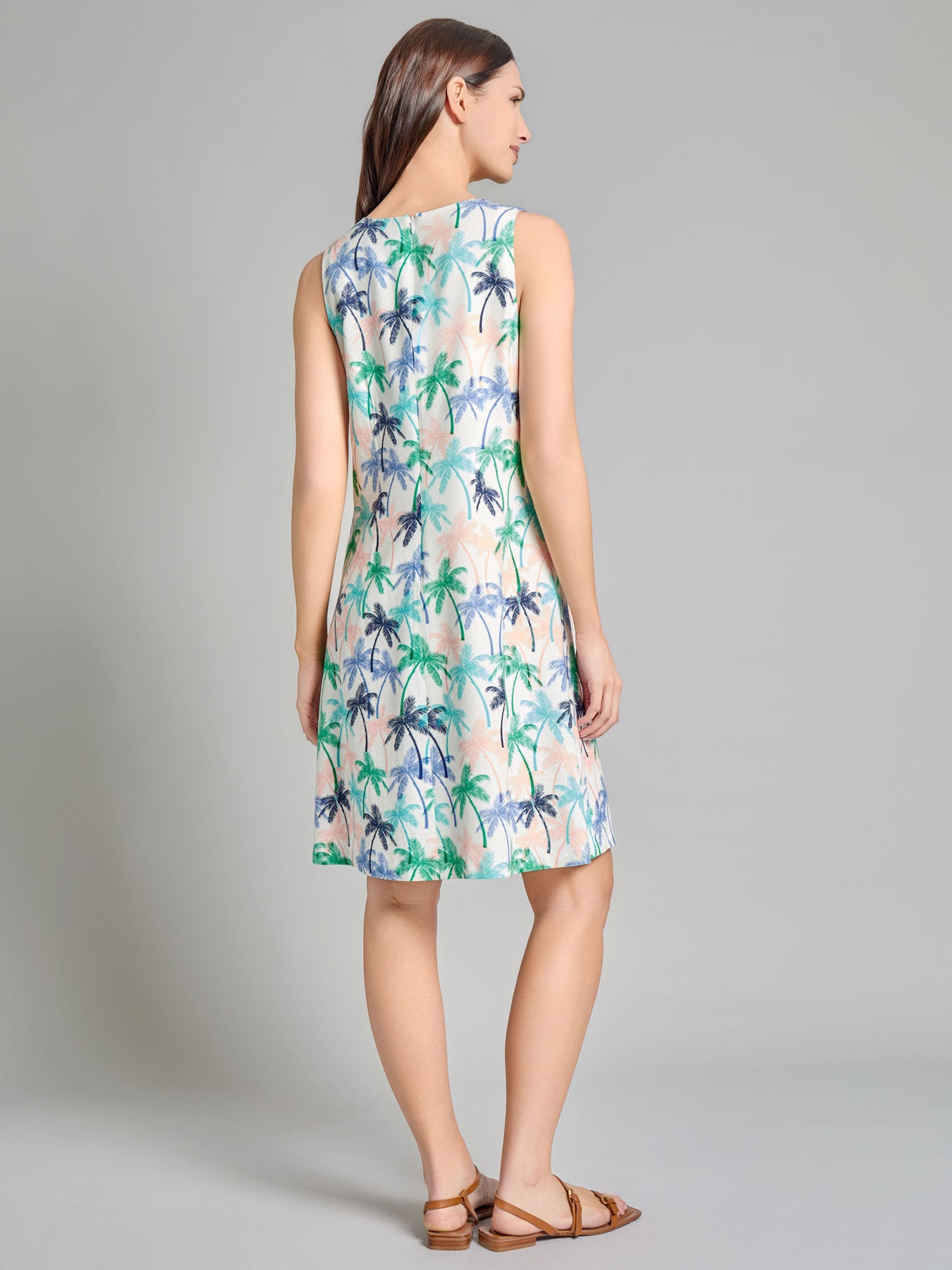 Gina Sleeveless Trapeze Dress, Linen Blend 3 Gina Sleeveless Trapeze Dress, Linen Blend