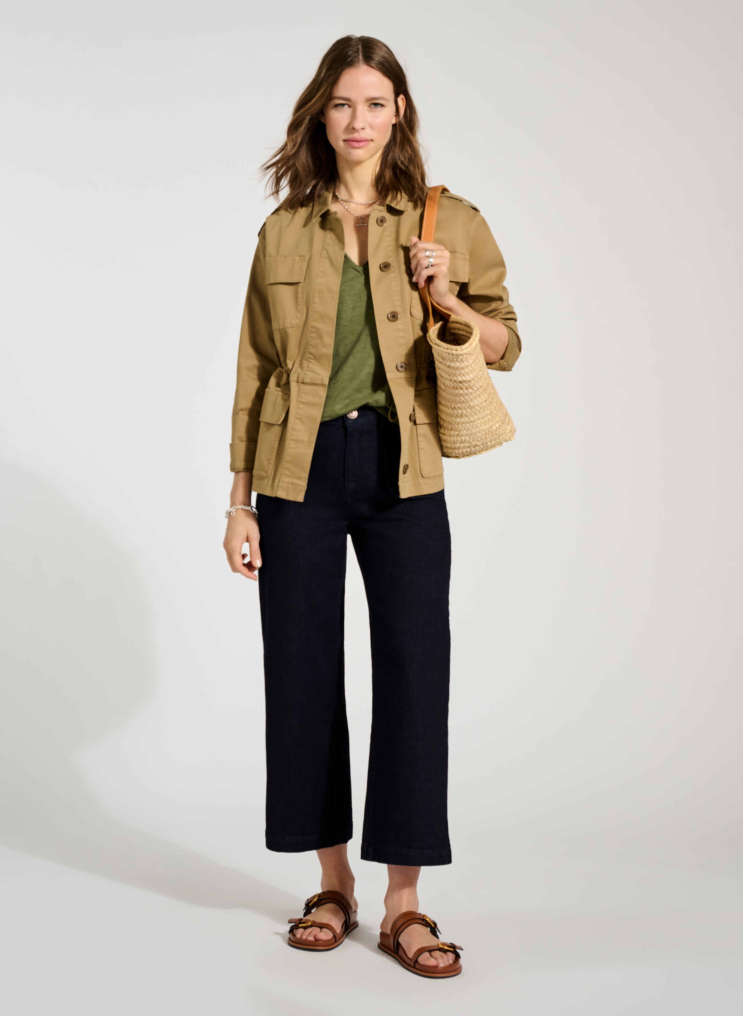 Baukjen Organic Denim Wide Crop Pocket Front Jeans