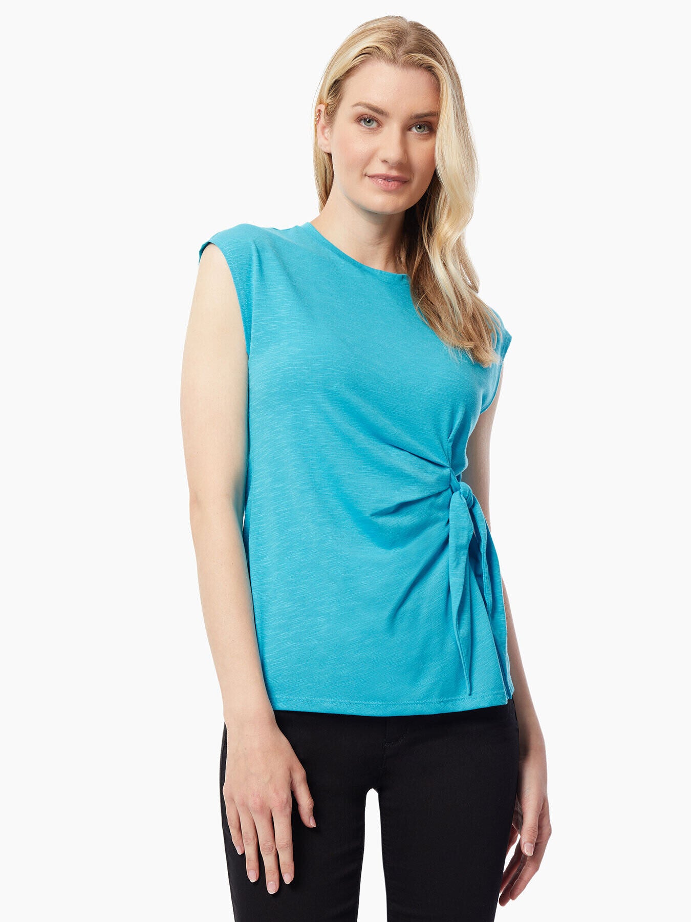 Sleeveless Side Tie Slub Knit Top 1 Sleeveless Side Tie Slub Knit Top