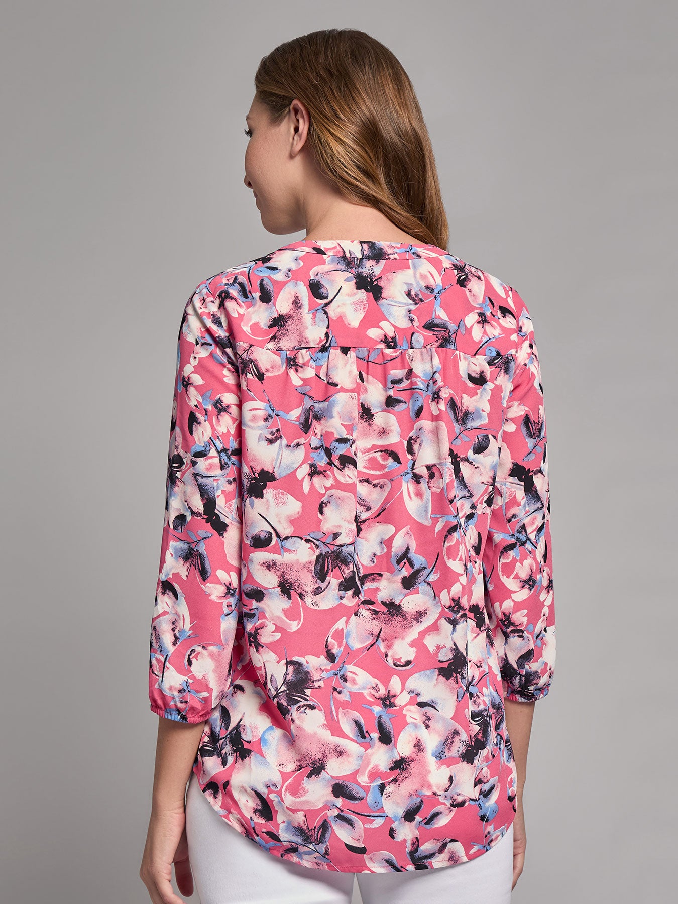 Print V-Neck Pleated Kelly Blouse 3 Print V-Neck Pleated Kelly Blouse