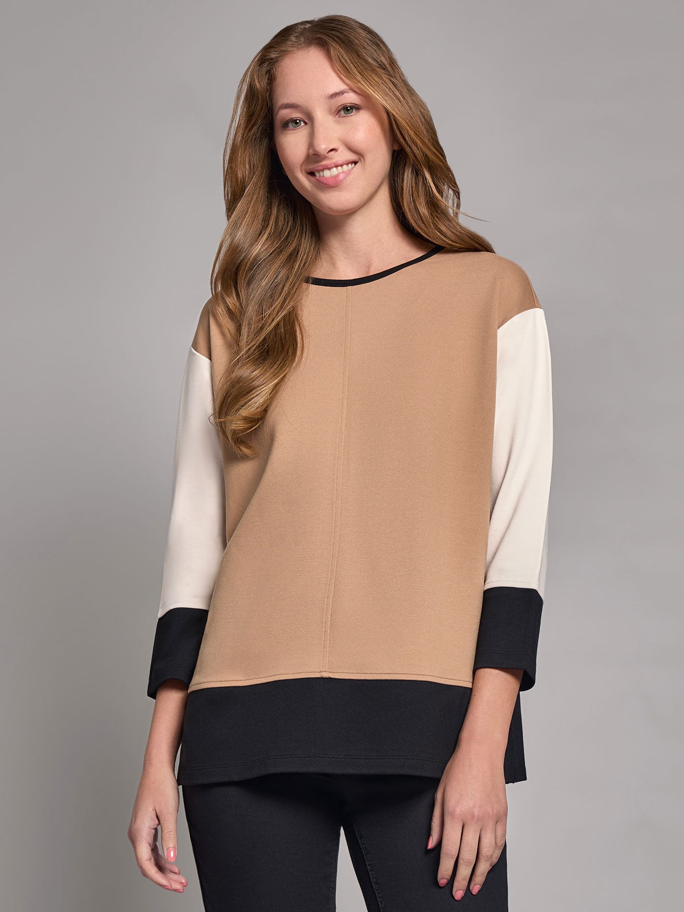Colorblock Seam Detail Tunic, Serenity Knit 1 Colorblock Seam Detail Tunic, Serenity Knit