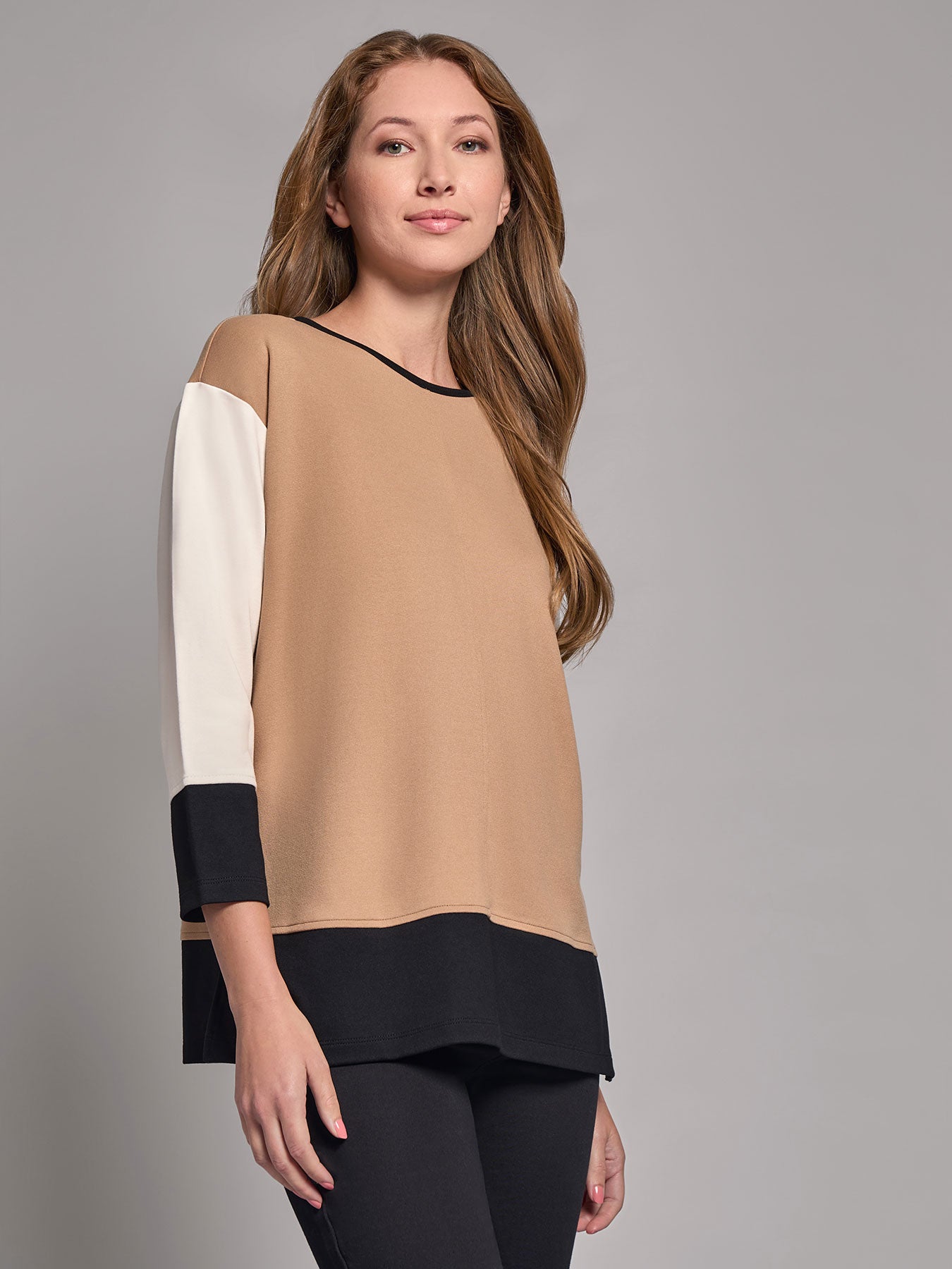 Colorblock Seam Detail Tunic, Serenity Knit 2 Colorblock Seam Detail Tunic, Serenity Knit