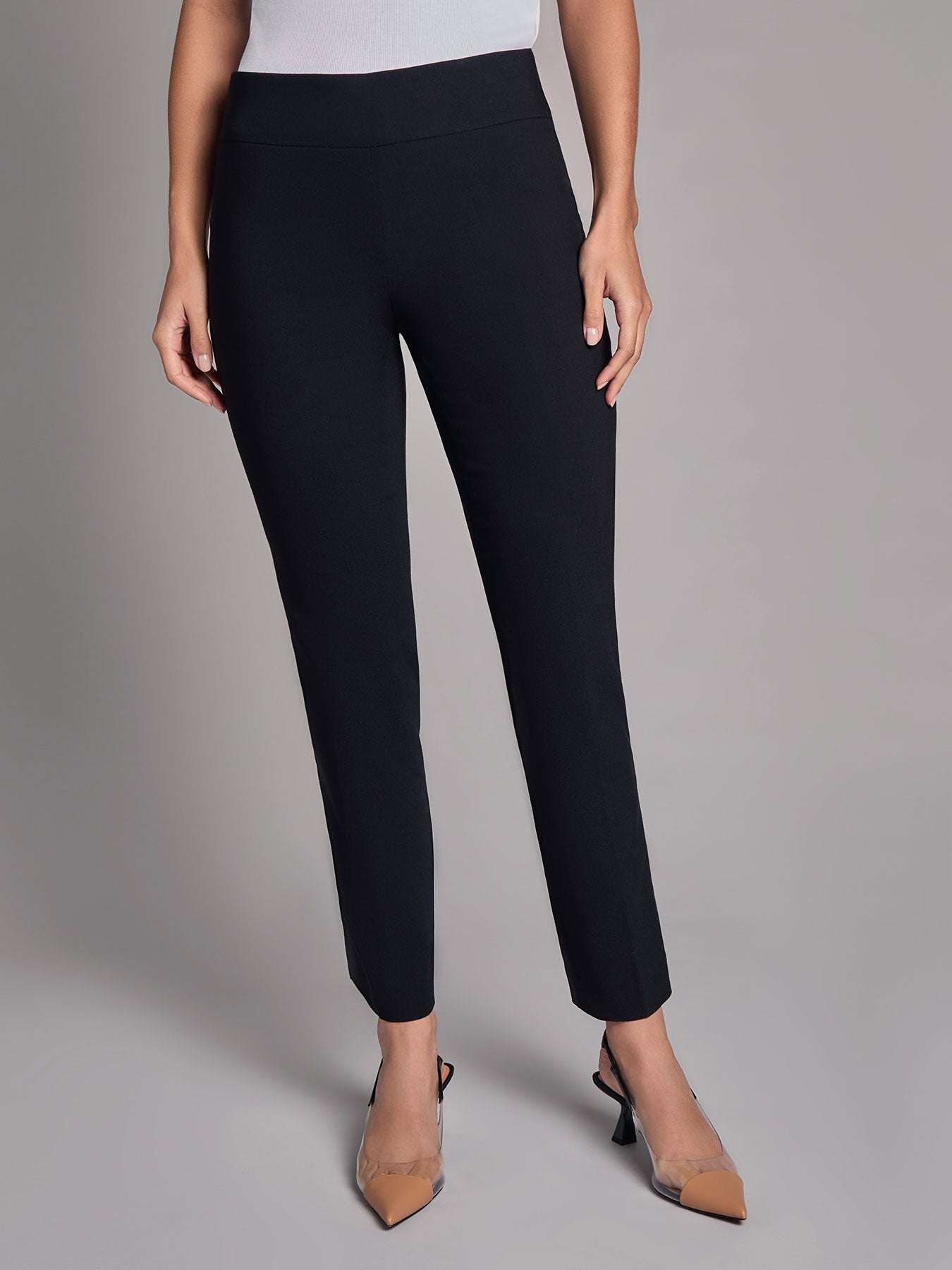 Petite Pull-On Straight Leg Pants, Stretch Twill 1 Petite Pull-On Straight Leg Pants, Stretch Twill