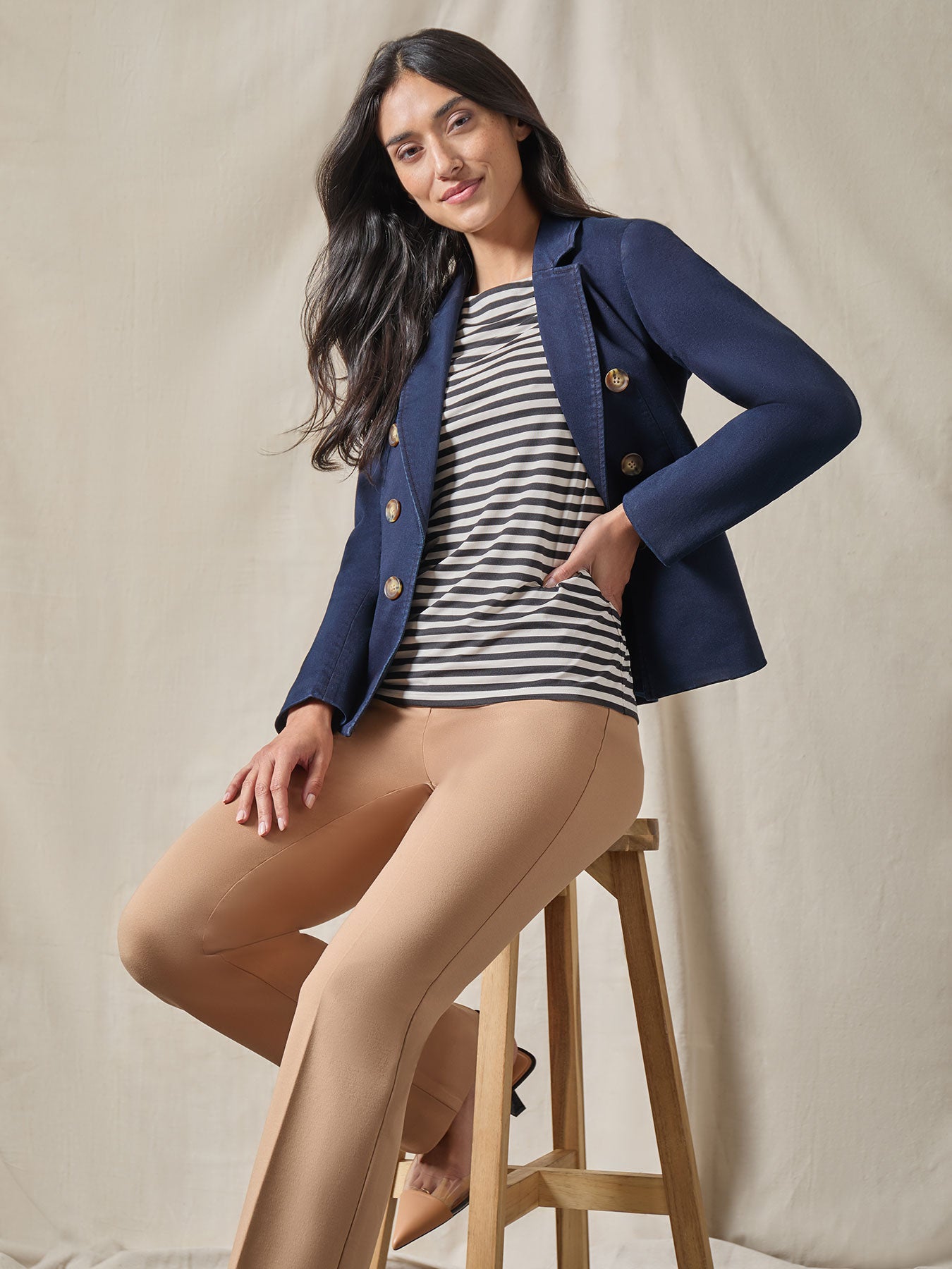 Petite Denim Faux Double-Breasted Jacket 5 Petite Denim Faux Double-Breasted Jacket