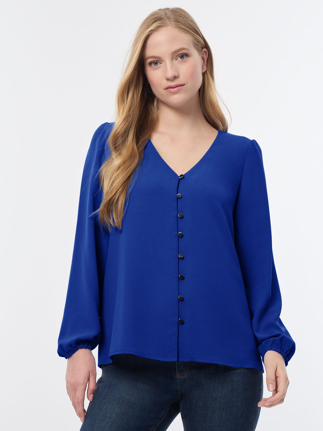 Button Front Blouse, Jasper Crepe