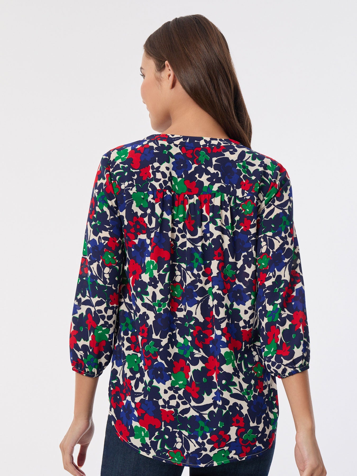 Printed V-Neck Pleated Kelly Blouse 3 Printed V-Neck Pleated Kelly Blouse