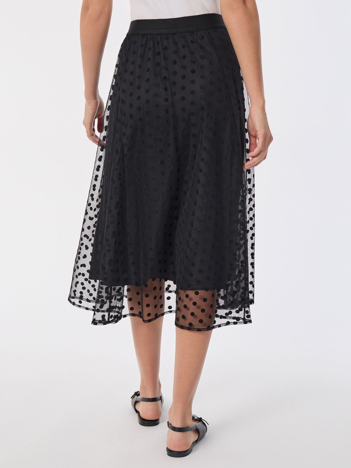 Pull-On Shirred Skirt, Flocked Dot 4 Pull-On Shirred Skirt, Flocked Dot