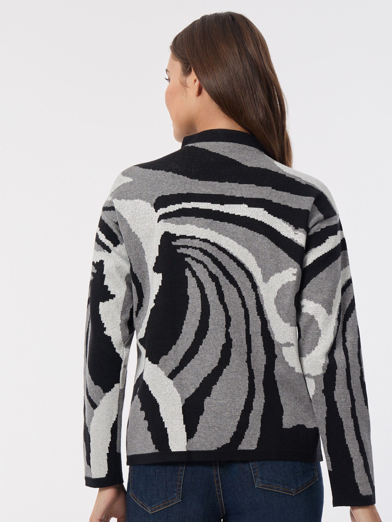 Mock Neck Sparkle Jacquard Sweater 3 Mock Neck Sparkle Jacquard Sweater