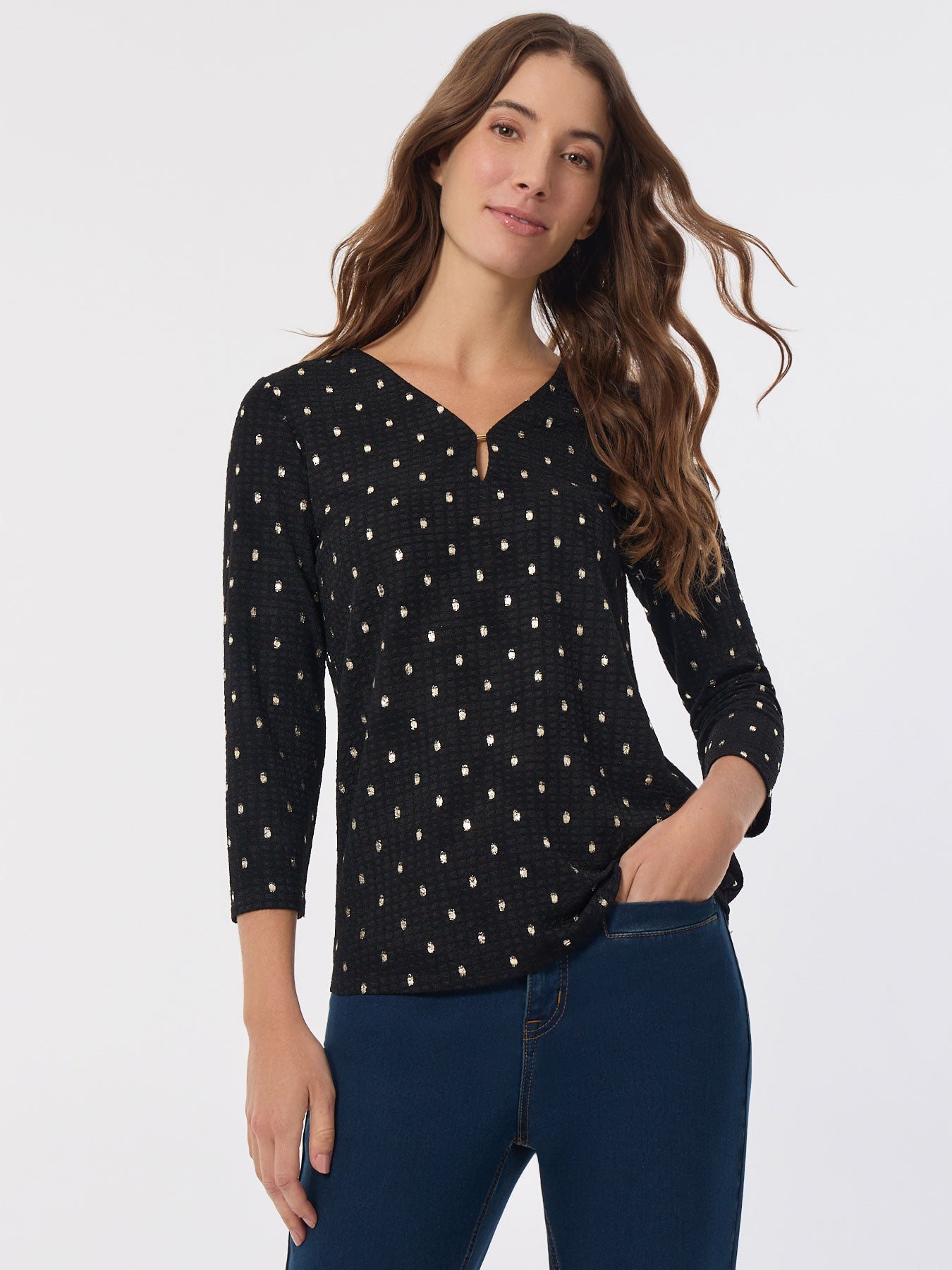 Keyhole Neckline Sparkle Accent Top 1 Keyhole Neckline Sparkle Accent Top
