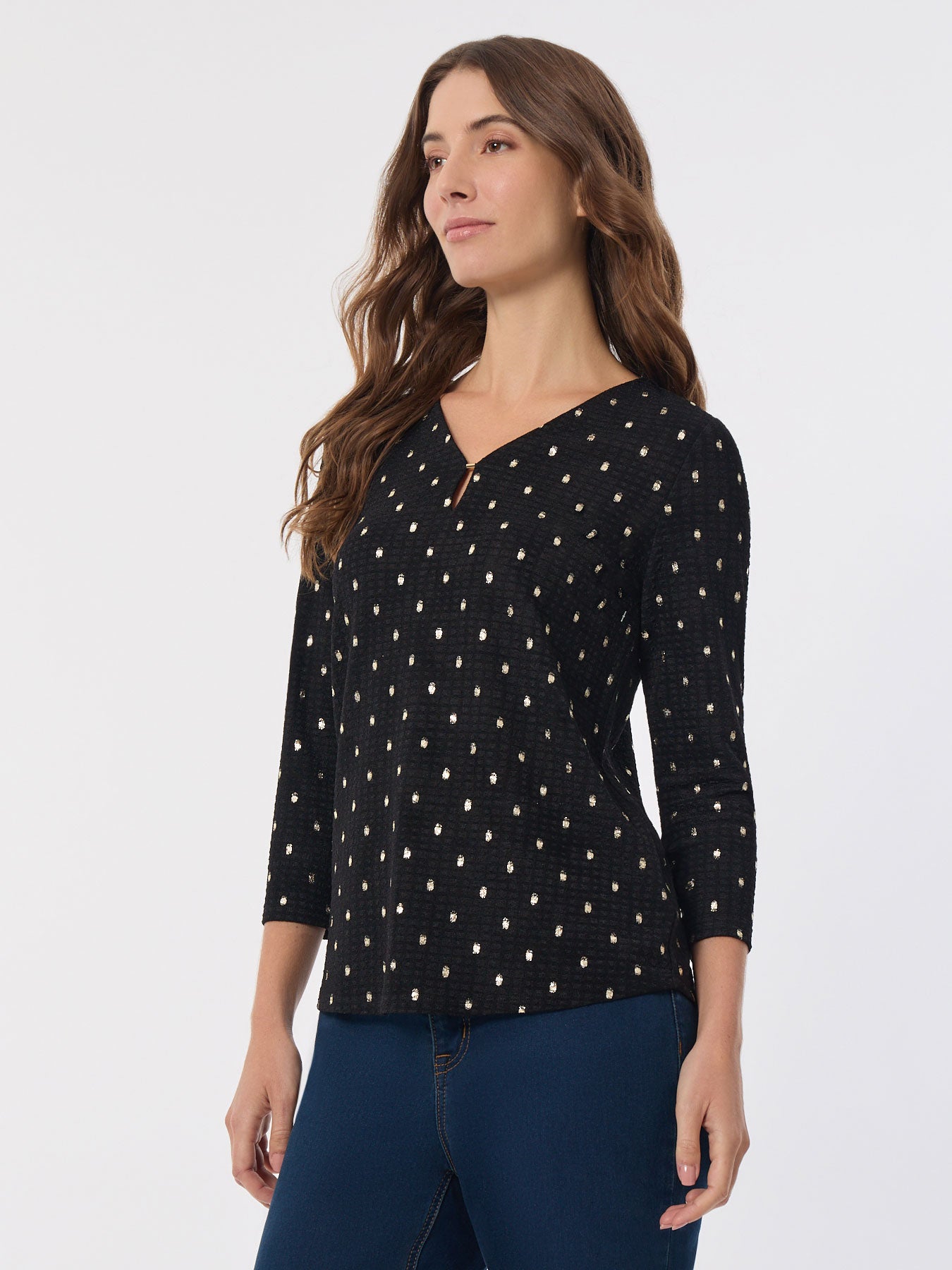Keyhole Neckline Sparkle Accent Top 2 Keyhole Neckline Sparkle Accent Top