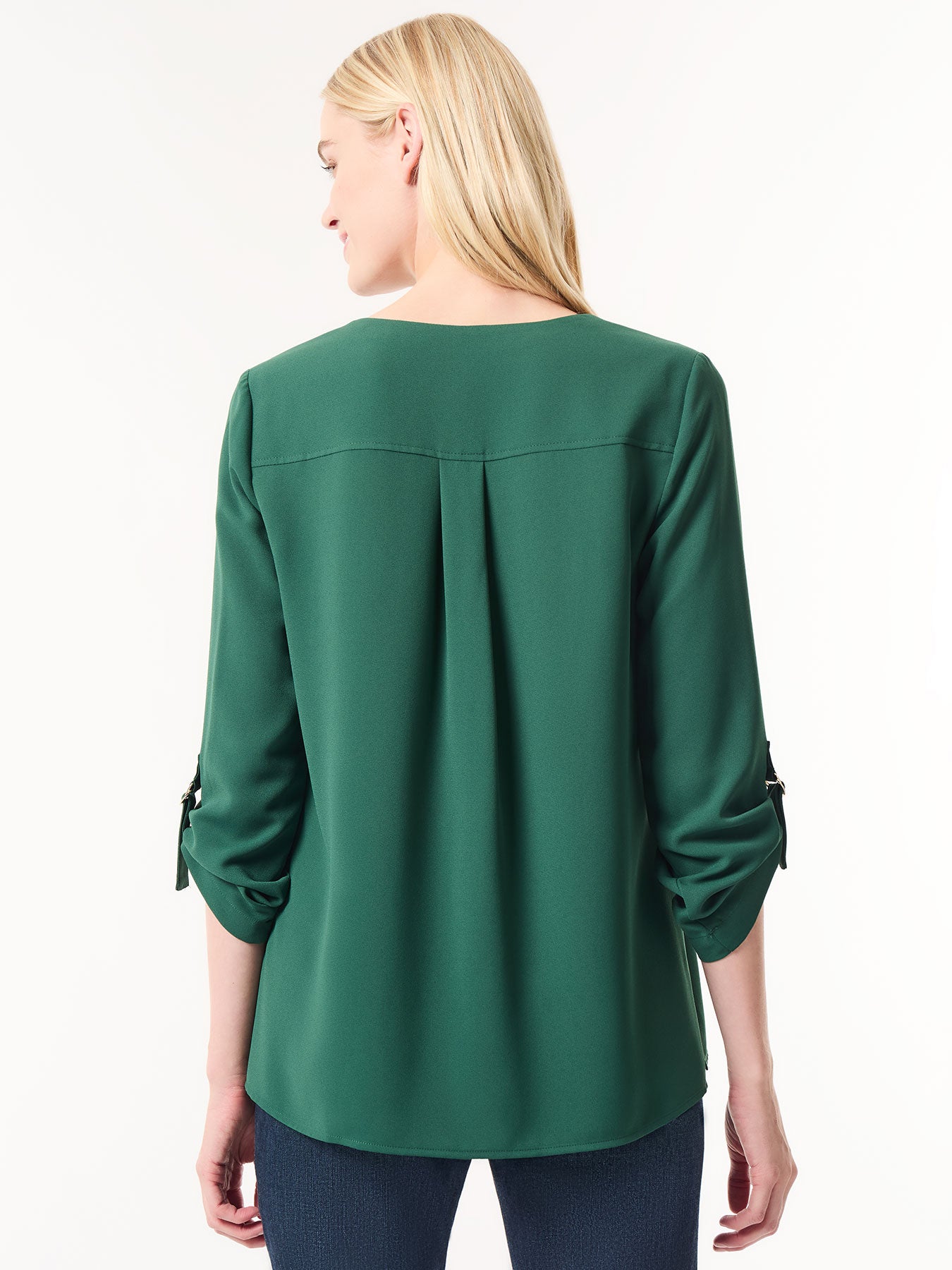 Button-Front Collarless Tunic, Crepe De Chine 3 Button-Front Collarless Tunic, Crepe De Chine