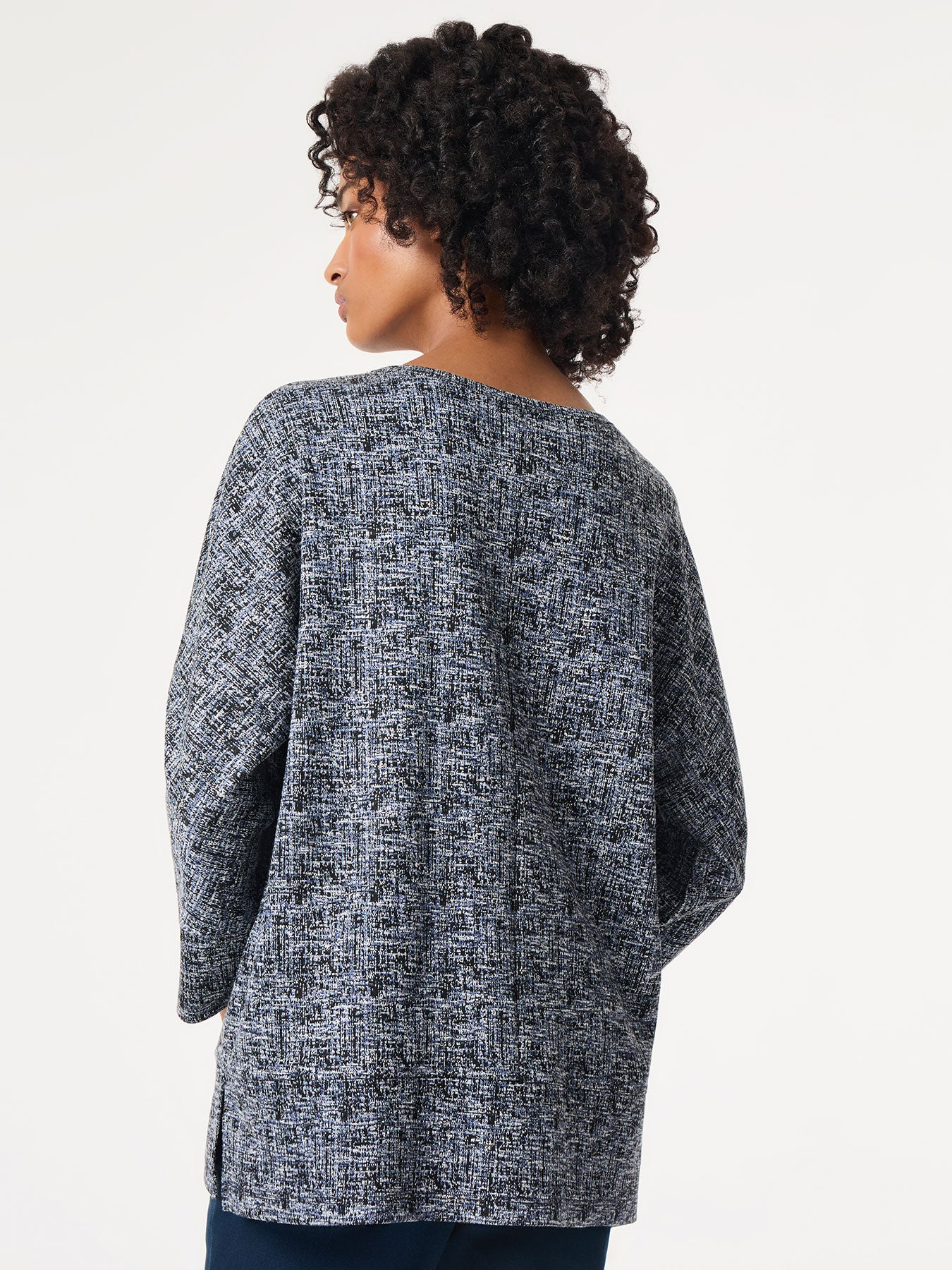Petite Seam Detail Dolman Tunic, Jacquard Knit 3 Petite Seam Detail Dolman Tunic, Jacquard Knit