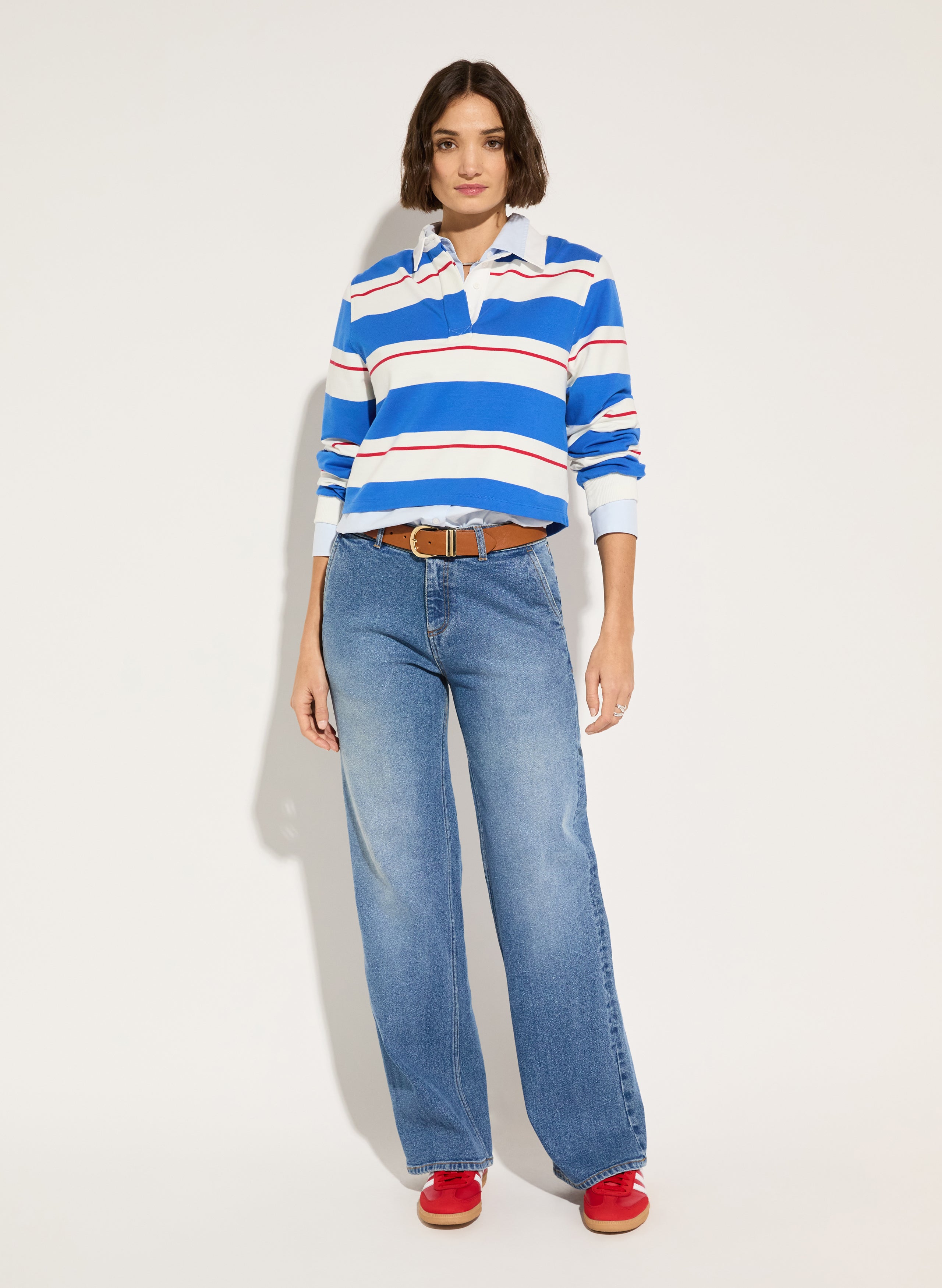 Bluebell Organic Cotton Cropped Rugby Top 2 Bluebell Organic Cotton Cropped Rugby Top