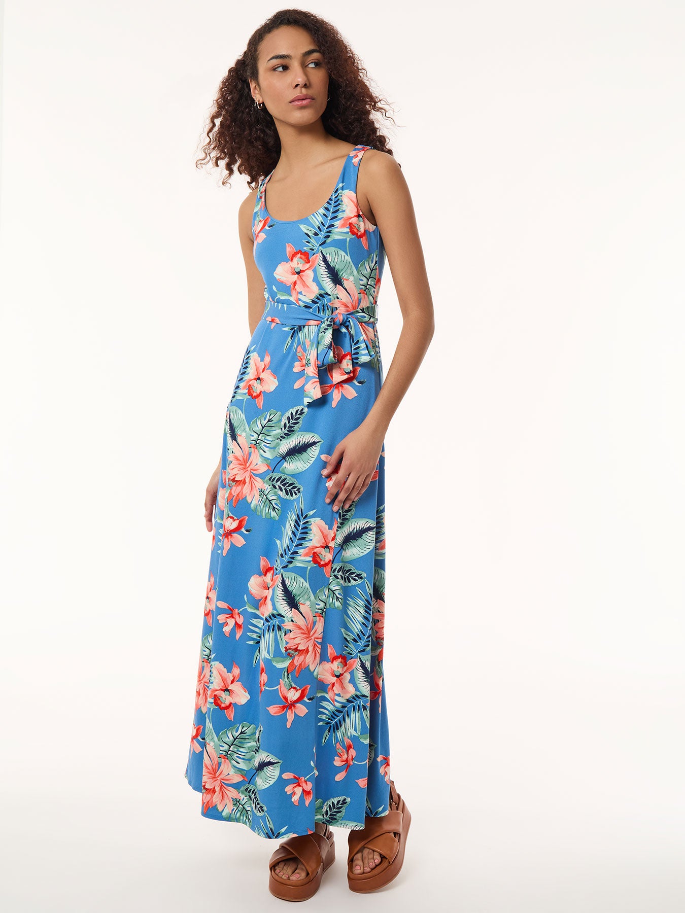 Maxi Tank Dress, Printed Moss Crepe 1 Maxi Tank Dress, Printed Moss Crepe