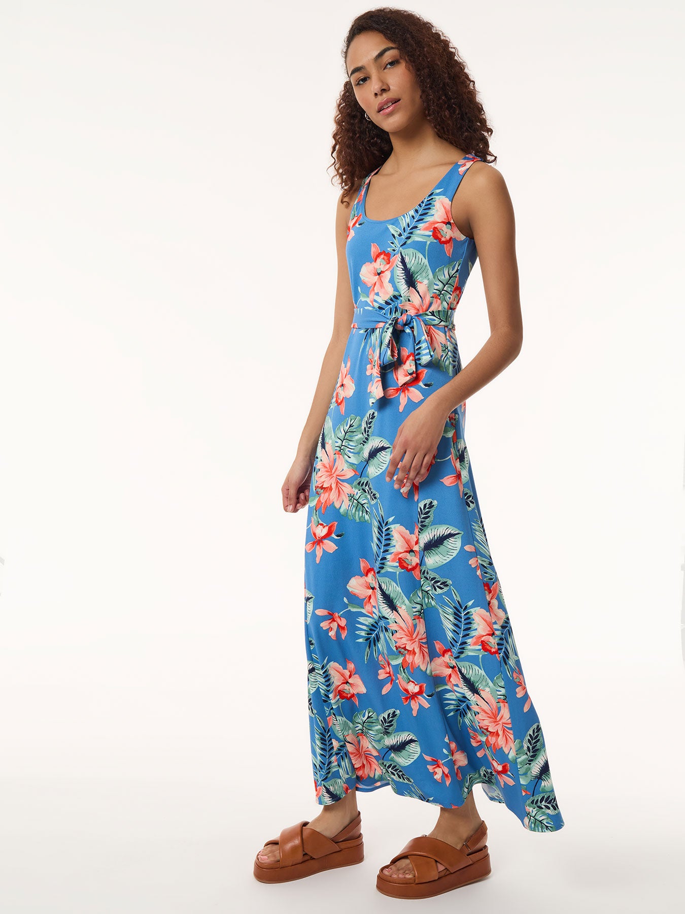 Maxi Tank Dress, Printed Moss Crepe 2 Maxi Tank Dress, Printed Moss Crepe