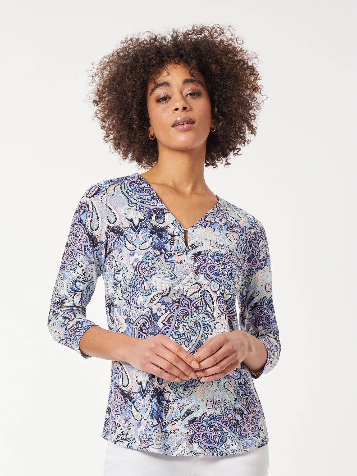 Keyhole Neckline Moss Crepe Top