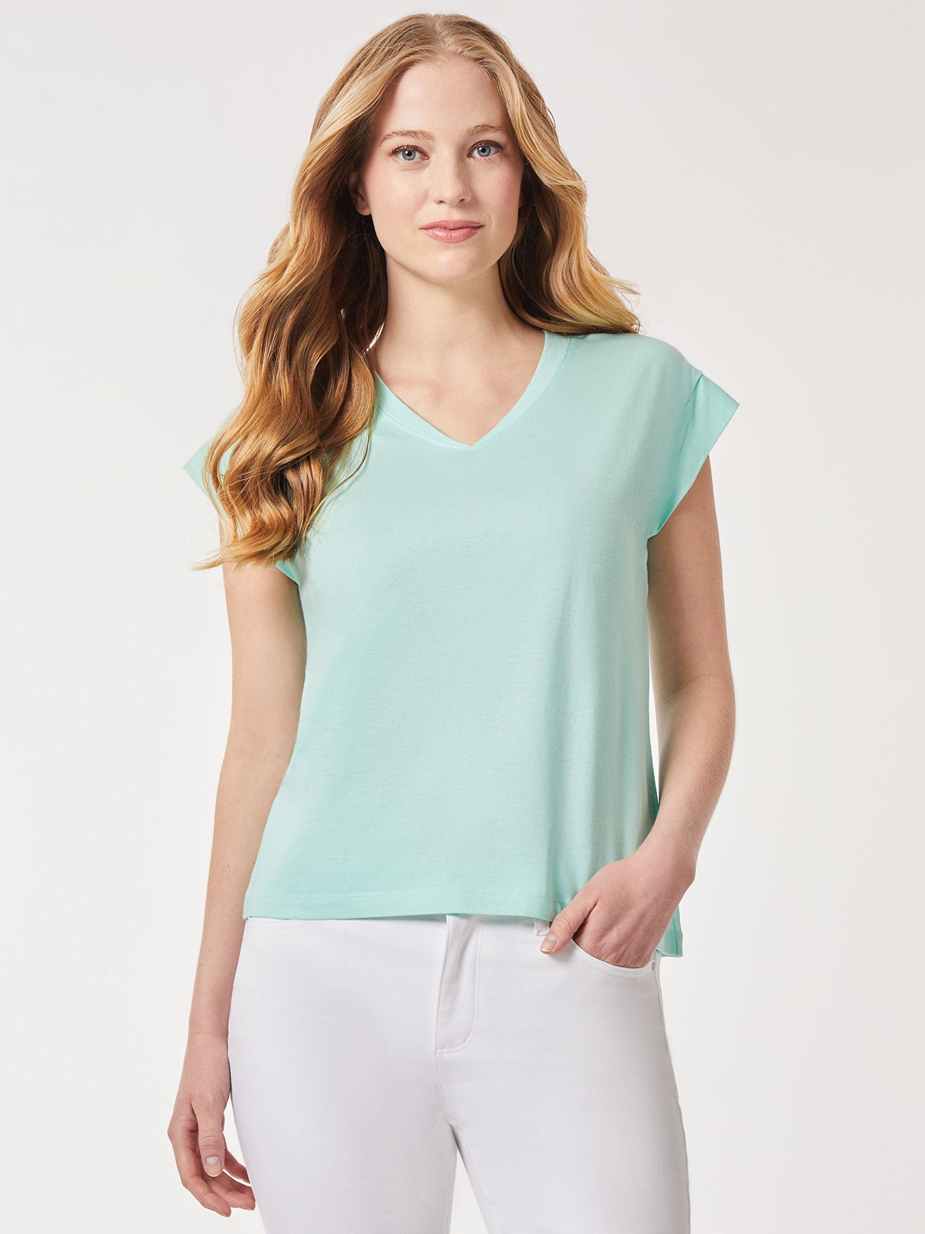 Cap Sleeve V-Neck Top