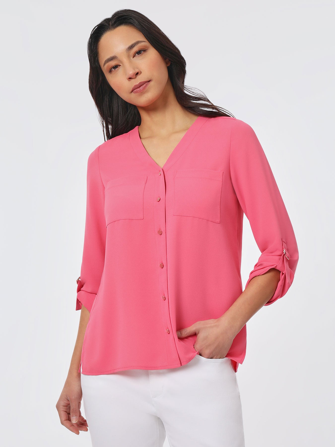 Jasper Crepe Collarless Tunic