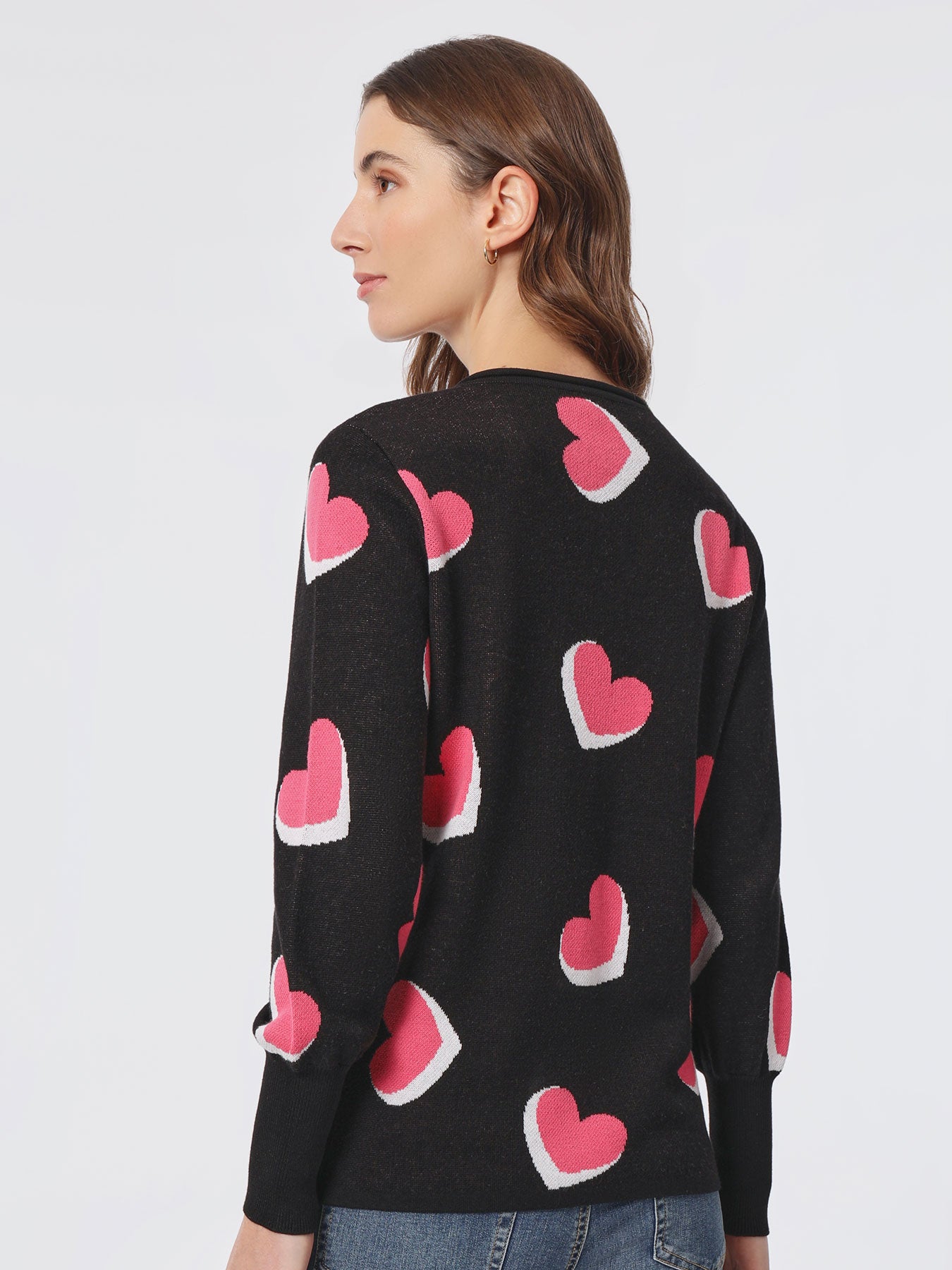 Heart Shape V-Neck Puff Sleeve Sweater 2 Heart Shape V-Neck Puff Sleeve Sweater