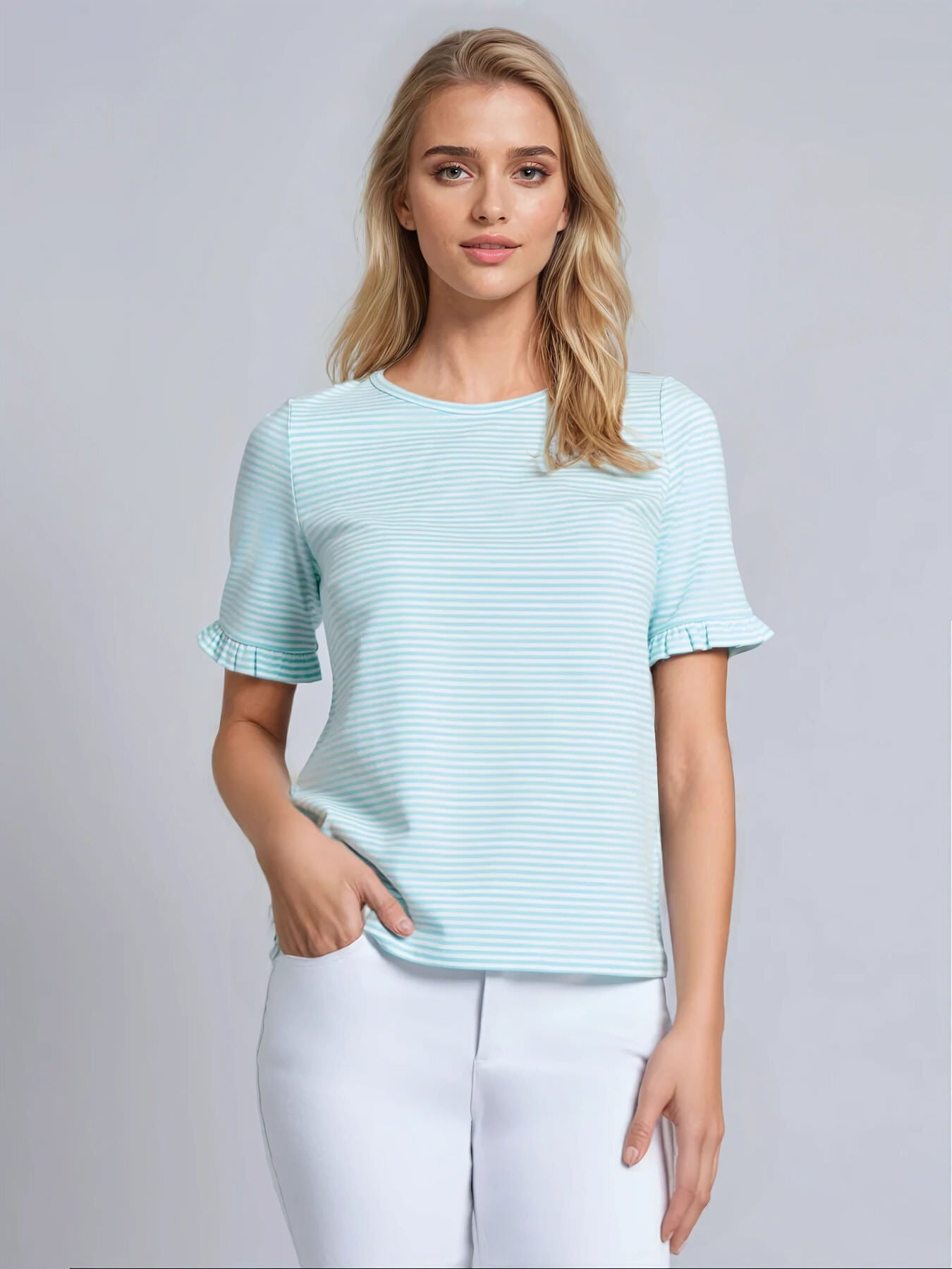 Ruffle Sleeve Stripe Top 1 Ruffle Sleeve Stripe Top