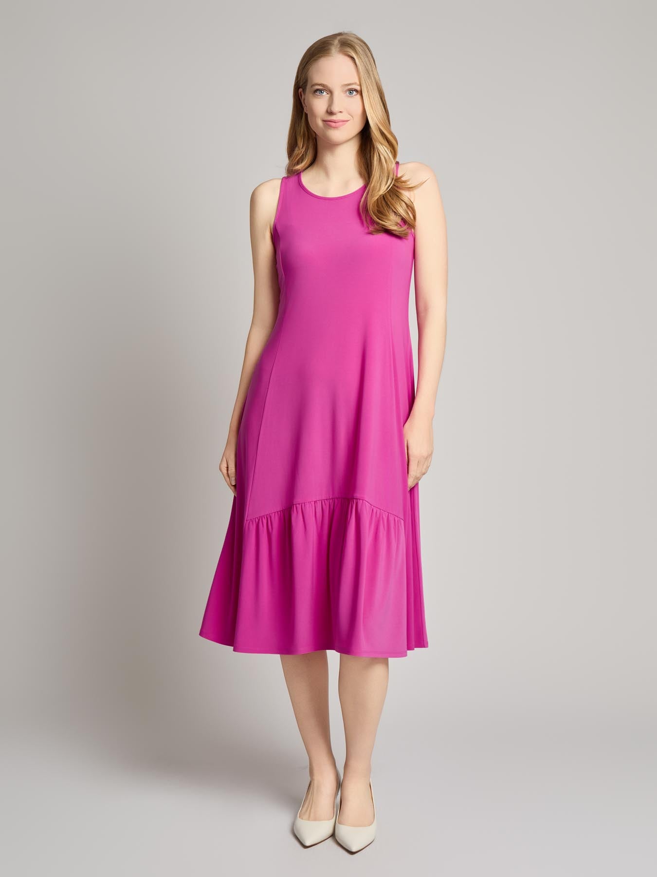 Petite High Low Flounce Dress, Knit Jersey