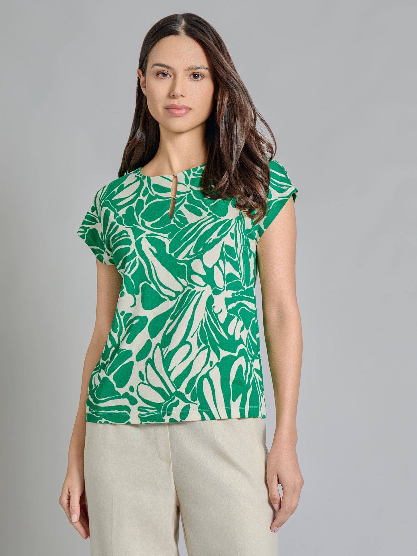 Drop Shoulder Keyhole Neckline Top 1 Drop Shoulder Keyhole Neckline Top