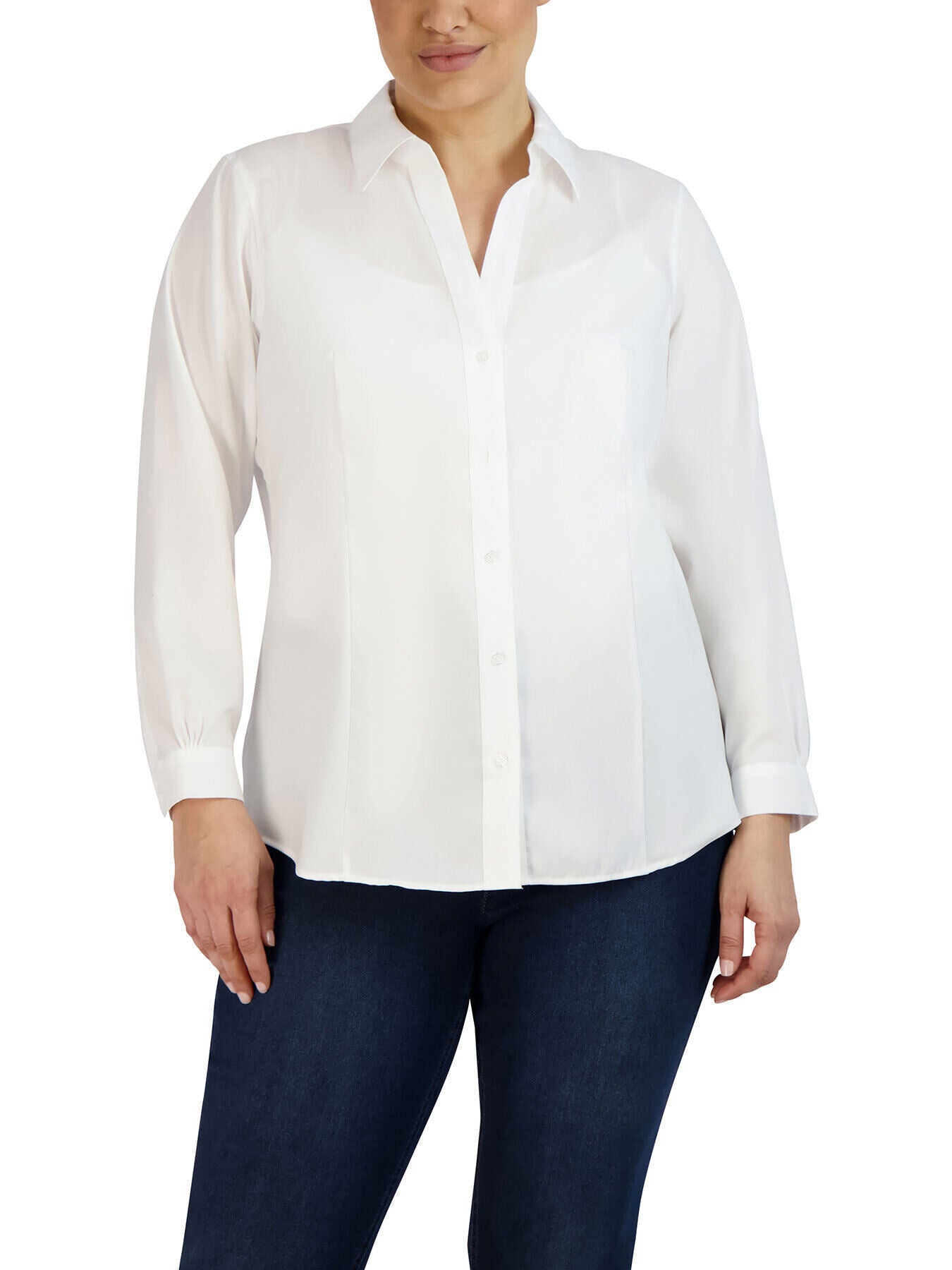 Plus Size Easy-Care Button-Up Shirt