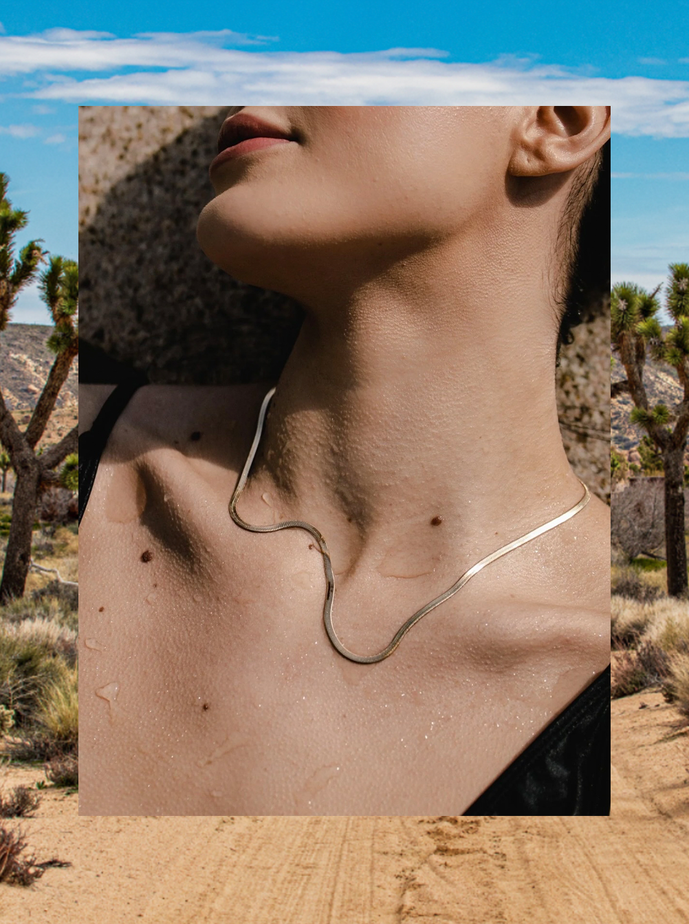 Slinky Gold Flat Herringbone Necklace 2 Slinky Gold Flat Herringbone Necklace