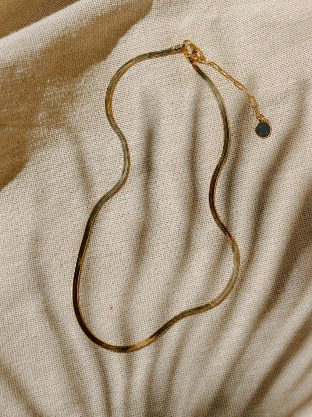 Slinky Gold Flat Herringbone Necklace 3 Slinky Gold Flat Herringbone Necklace