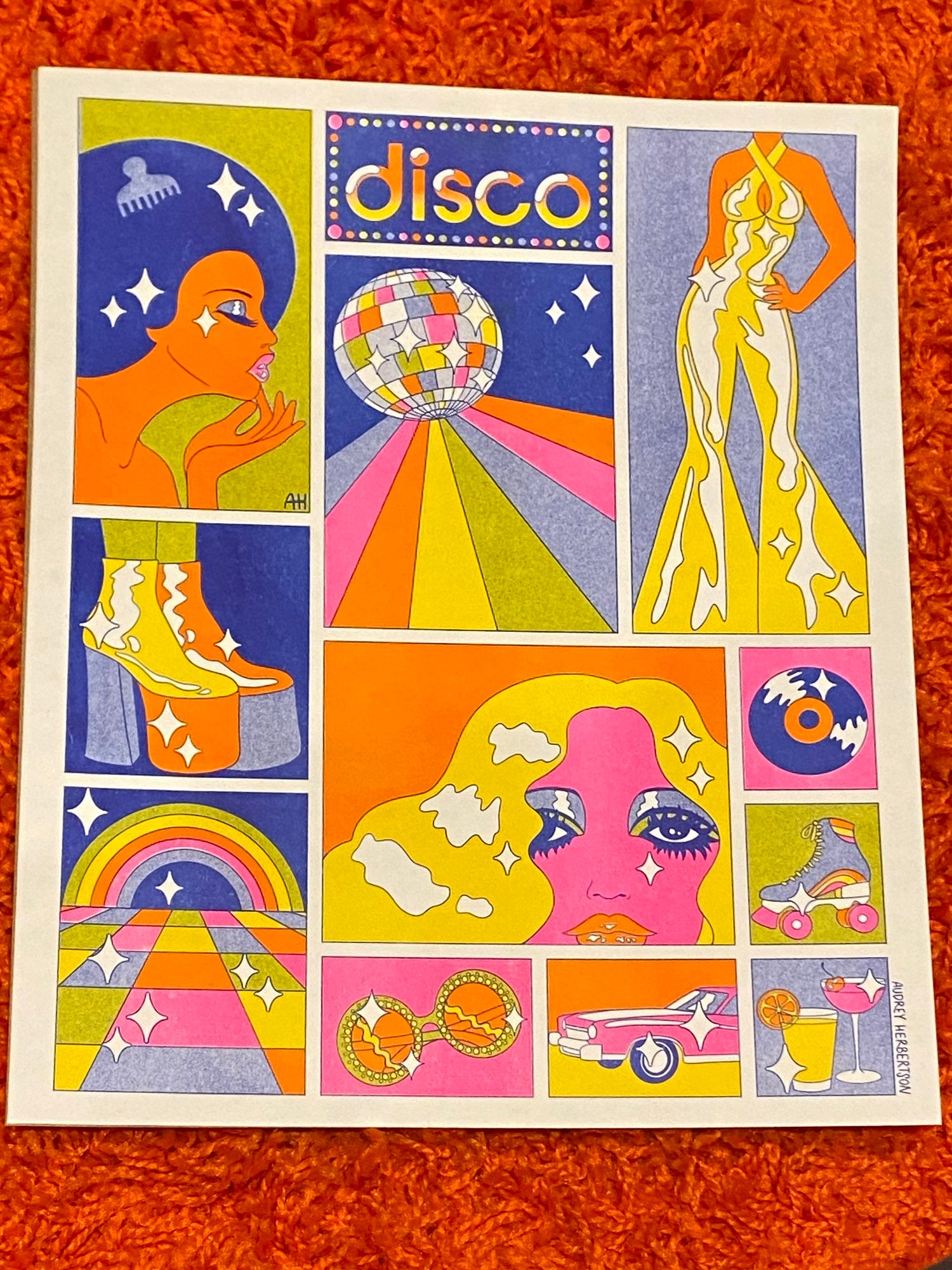 Disco Risograph Print by Audrey Herbertson