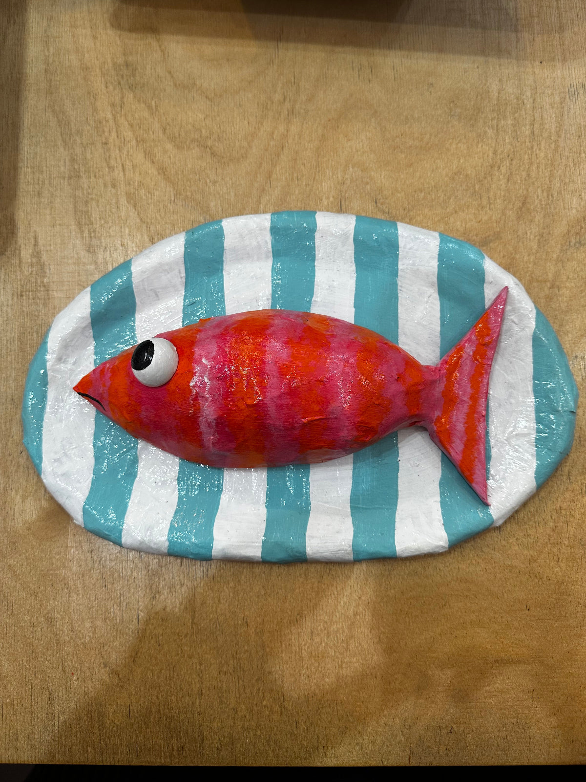 Striped Pink + Orange Fish Wall Hanging