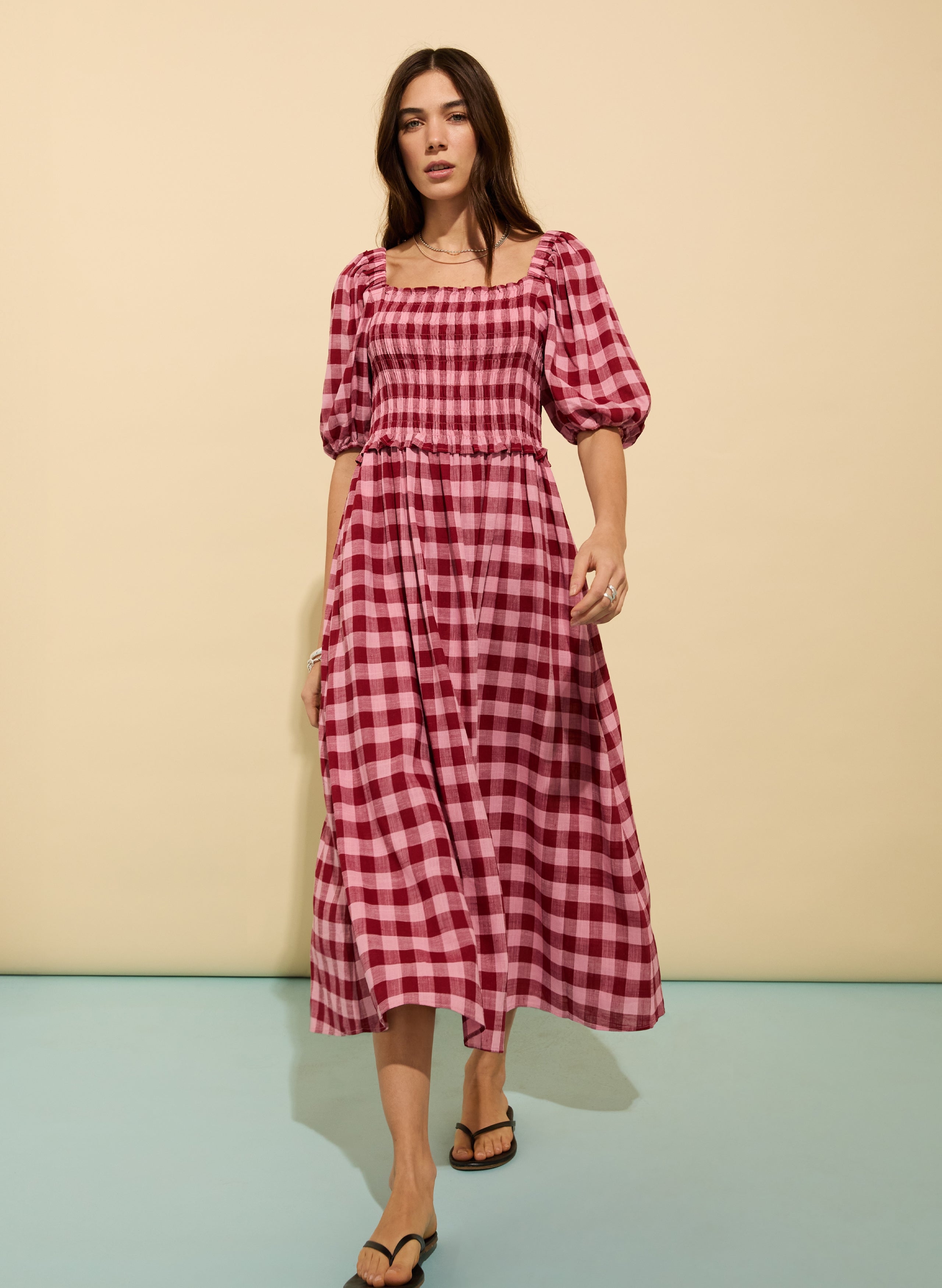 Davina Gingham Midi Dress
