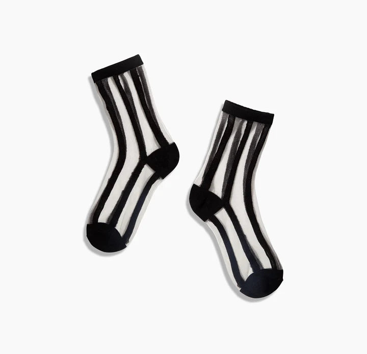 Sheer Socks - Black Lines 1 Sheer Socks - Black Lines