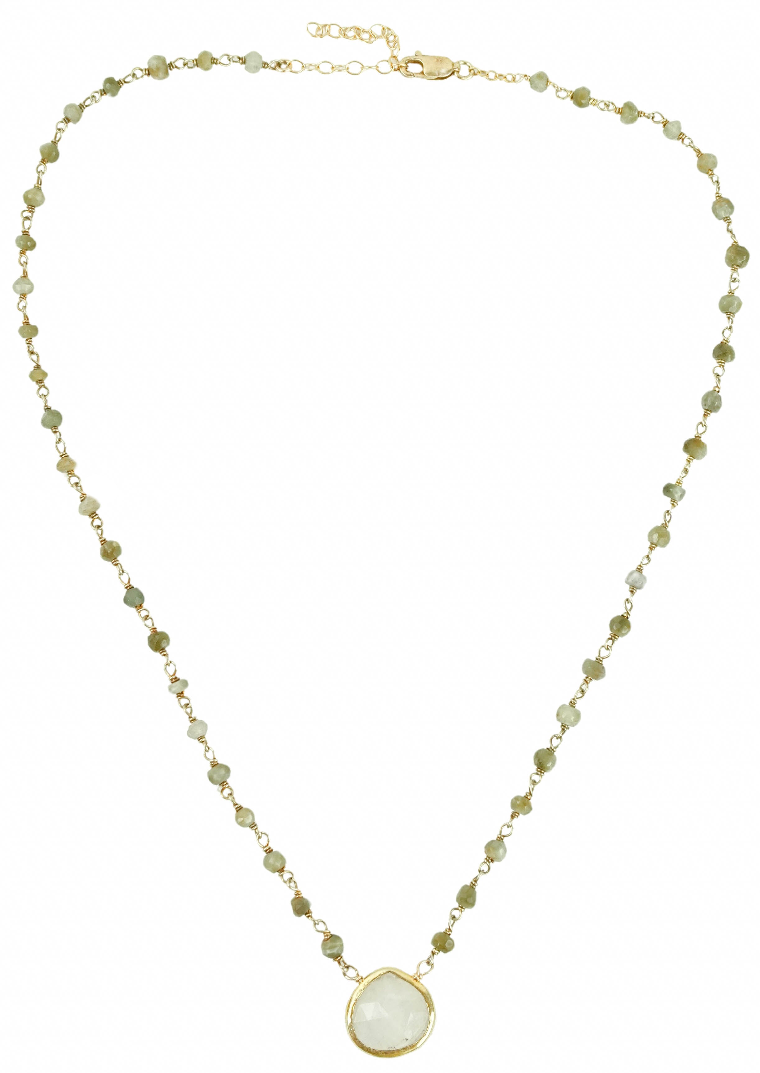 Ela Rae Lori Necklace in Light Emerald and Mystic Moonstone