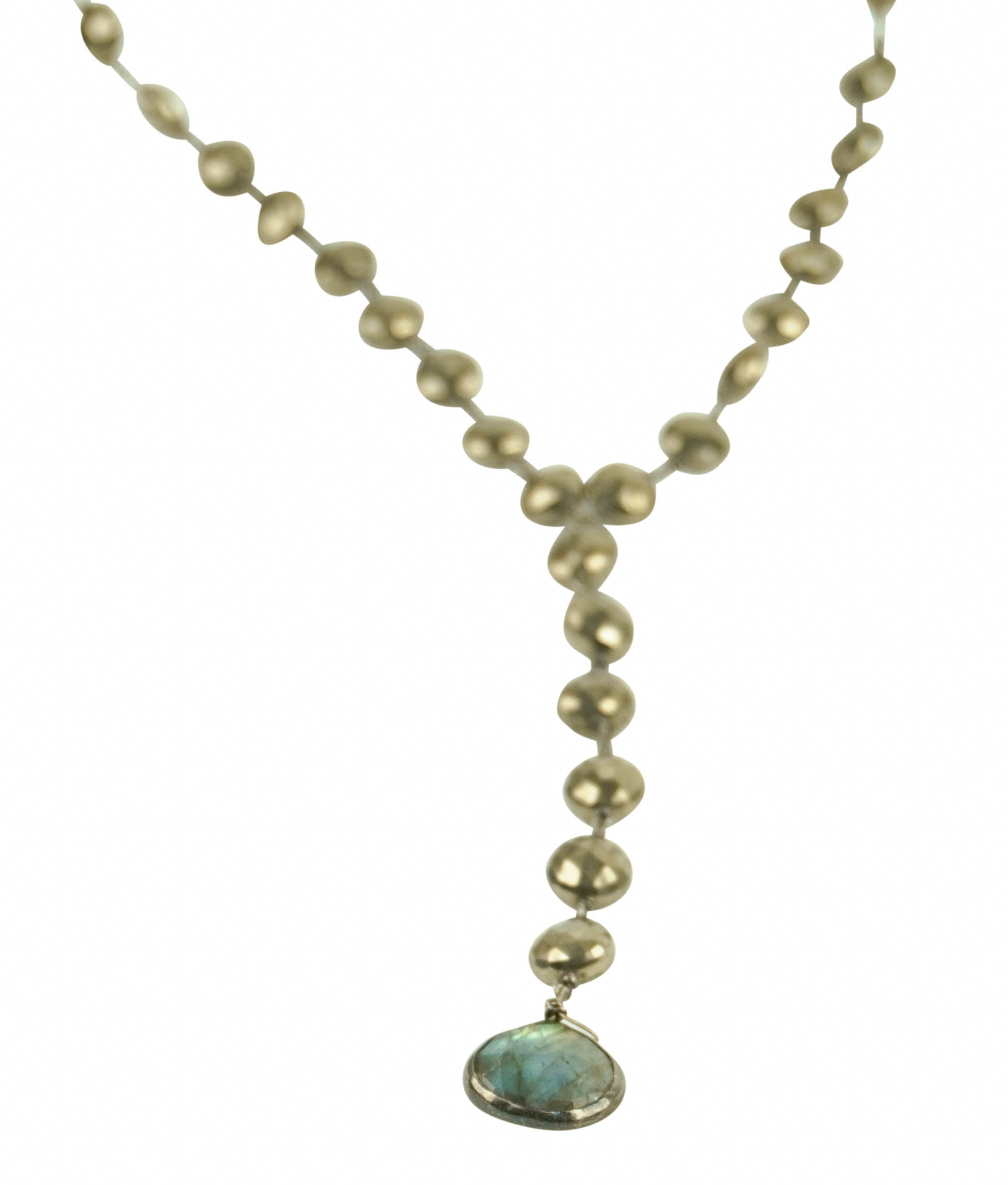Ela Rae Yaeli Necklace in Pyrite and Labradorite 1 Ela Rae Yaeli Necklace in Pyrite and Labradorite
