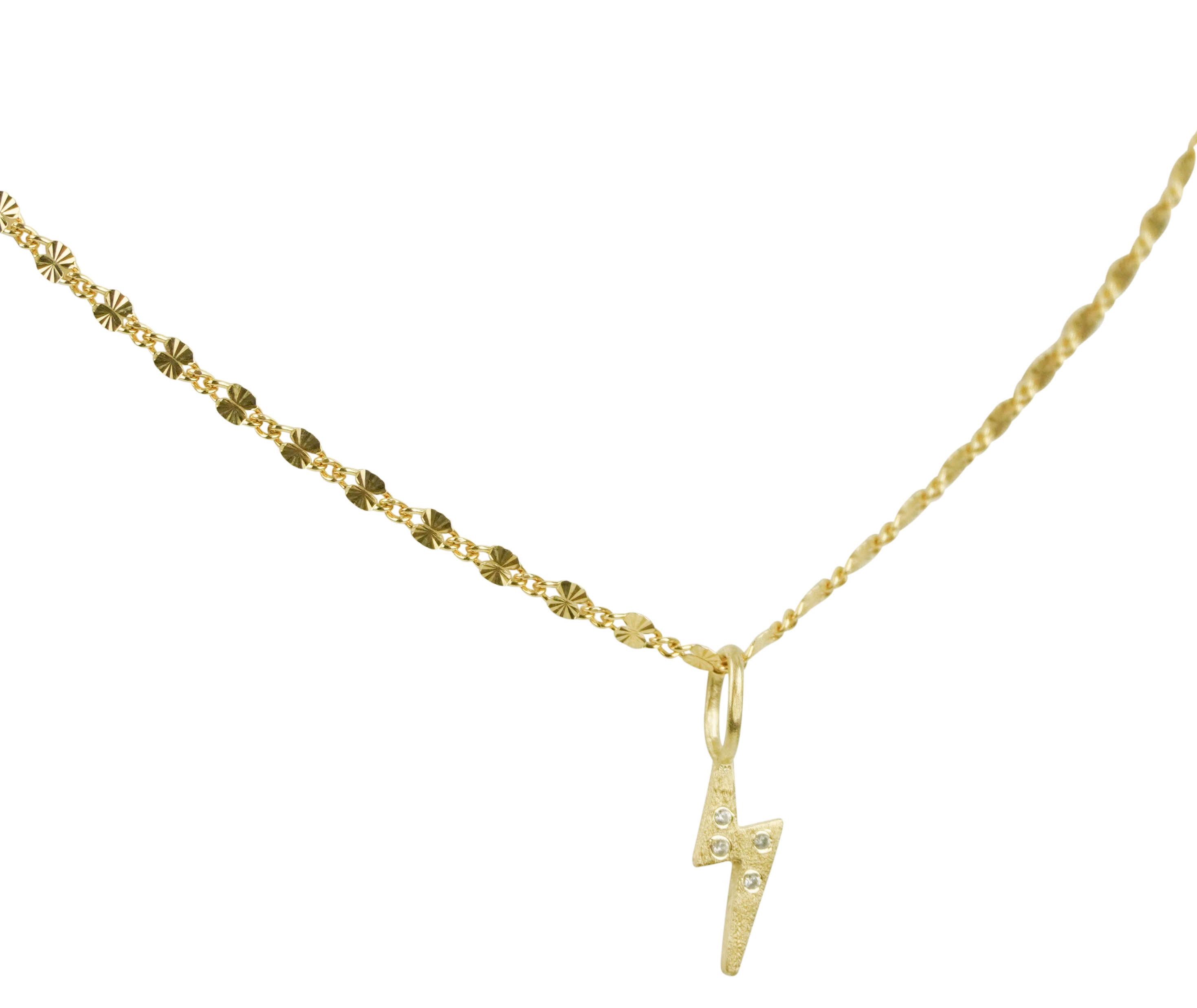 Ela Rae Mini Lightning Bolt Charm Necklace in Gold 3 Ela Rae Mini Lightning Bolt Charm Necklace in Gold