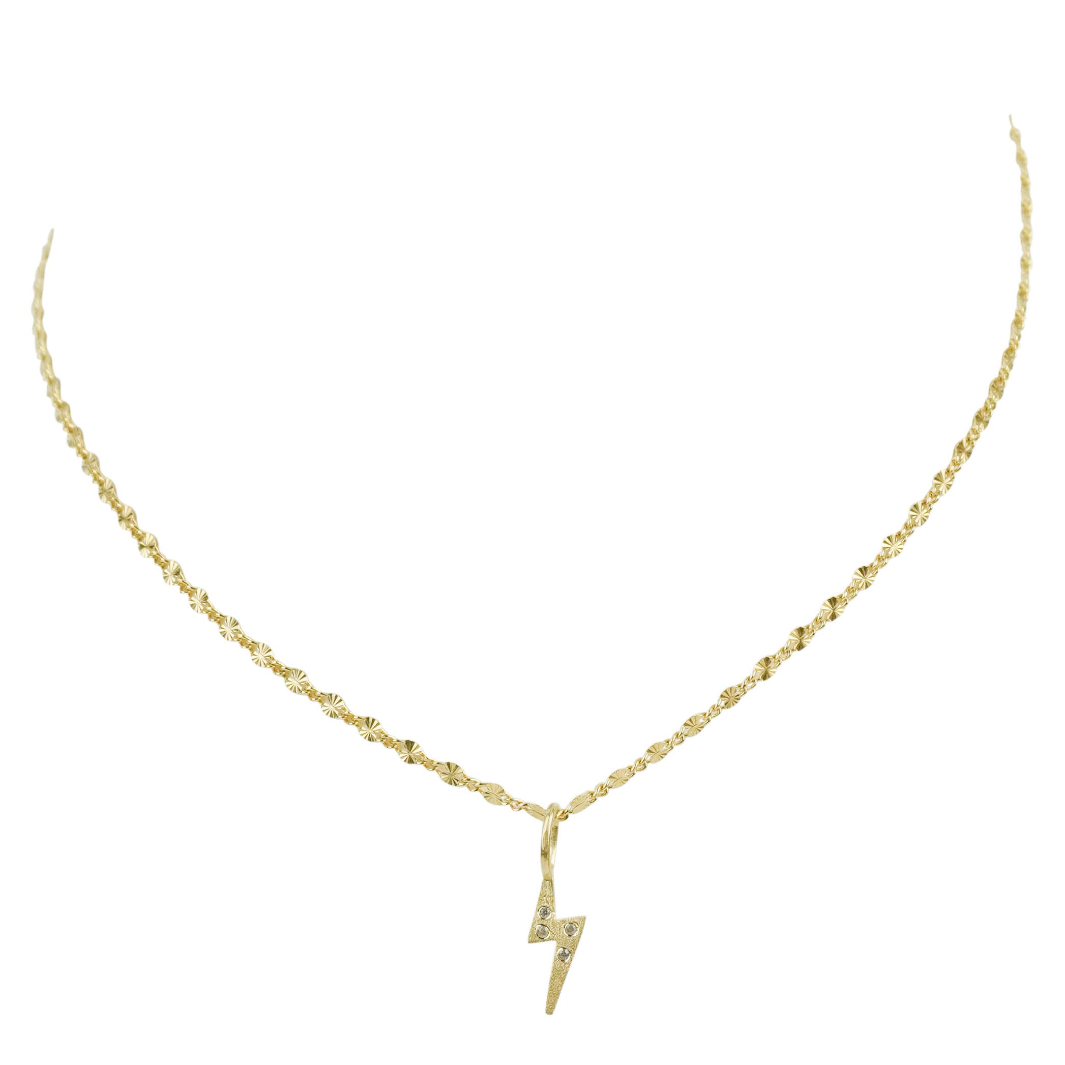 Ela Rae Mini Lightning Bolt Charm Necklace in Gold 4 Ela Rae Mini Lightning Bolt Charm Necklace in Gold