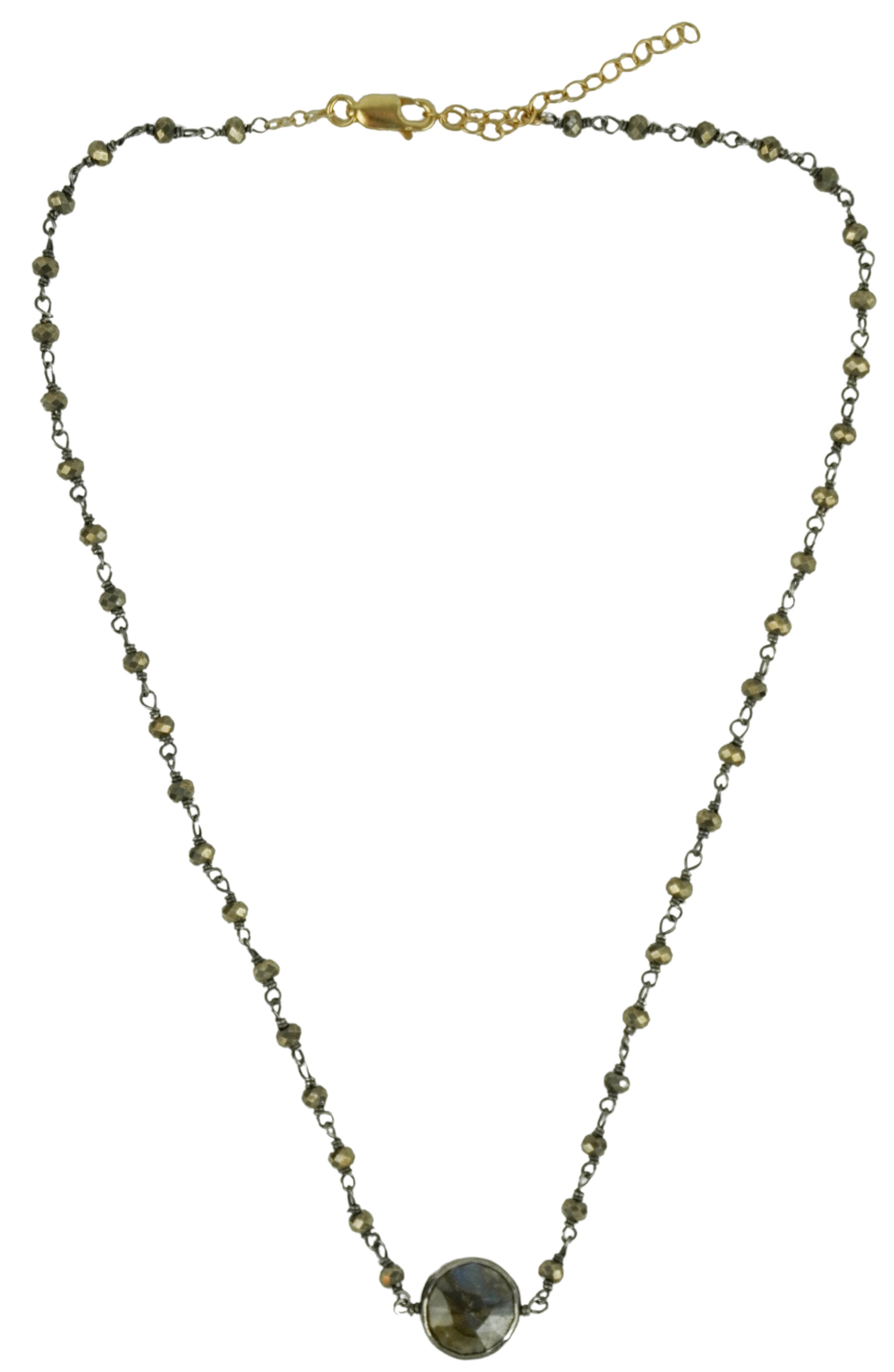 Ela Rae Libi Necklace in Labradorite and Pyrite 1 Ela Rae Libi Necklace in Labradorite and Pyrite