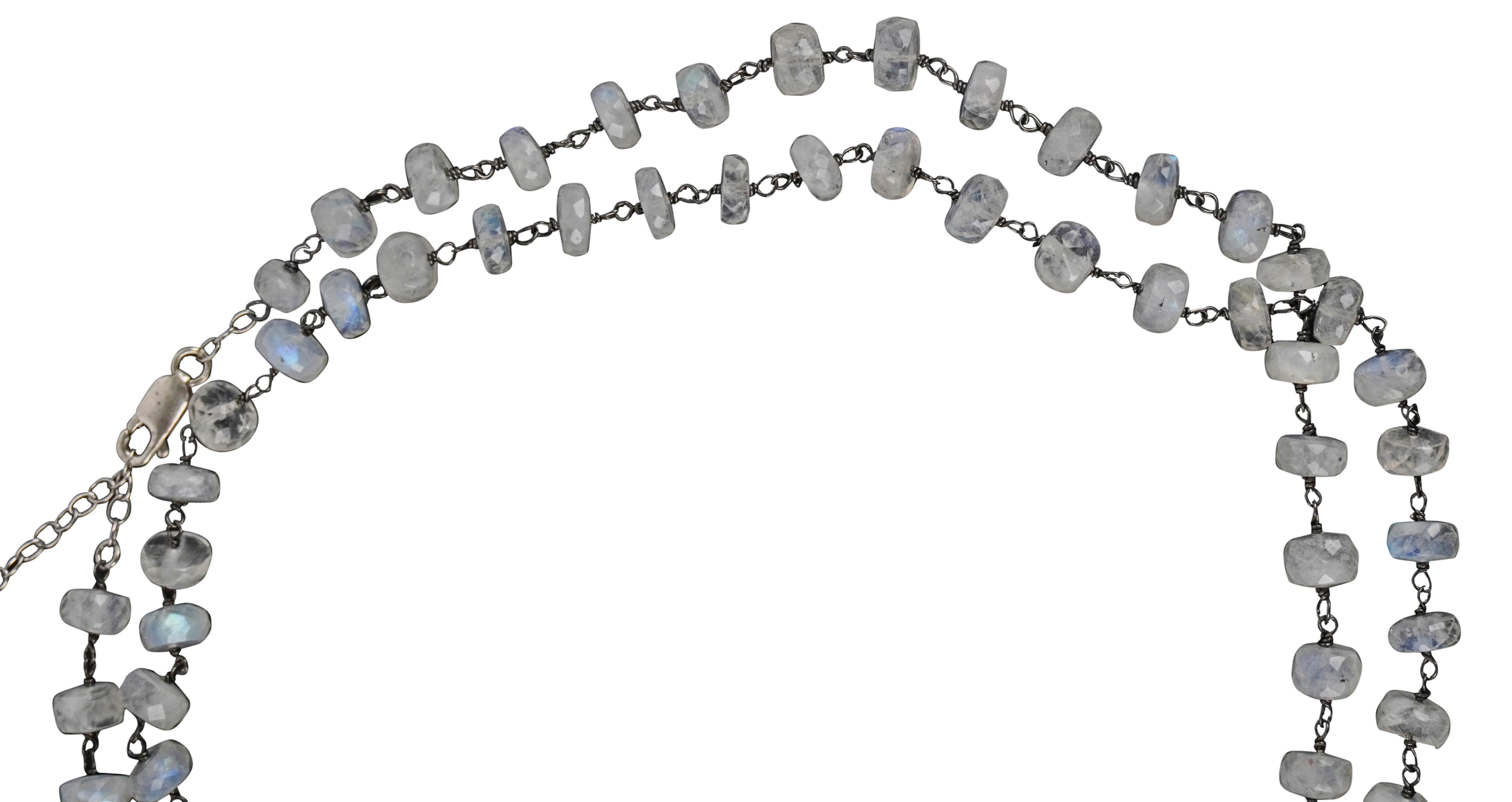 Ela Rae Diana Grand Necklace in Rainbow Moonstone 2 Ela Rae Diana Grand Necklace in Rainbow Moonstone