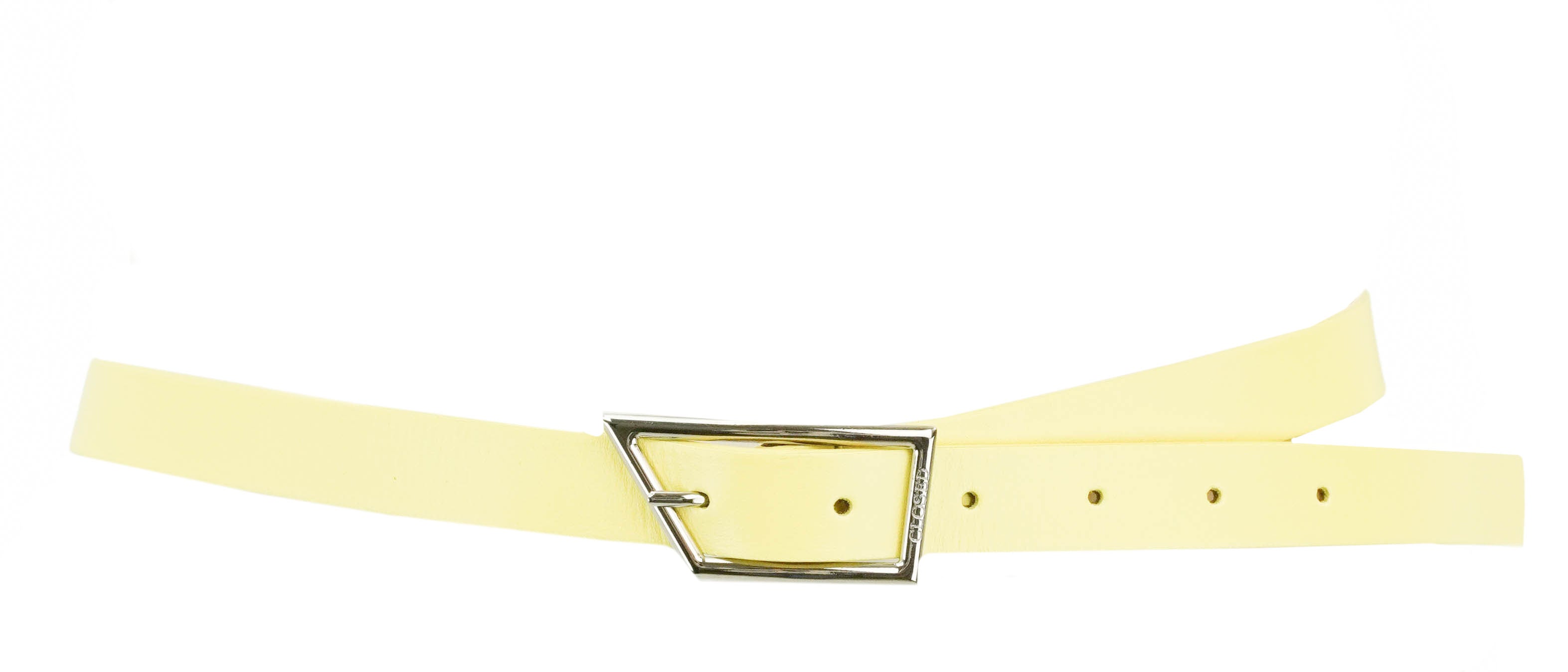 Closed Leather Belt in Yellow