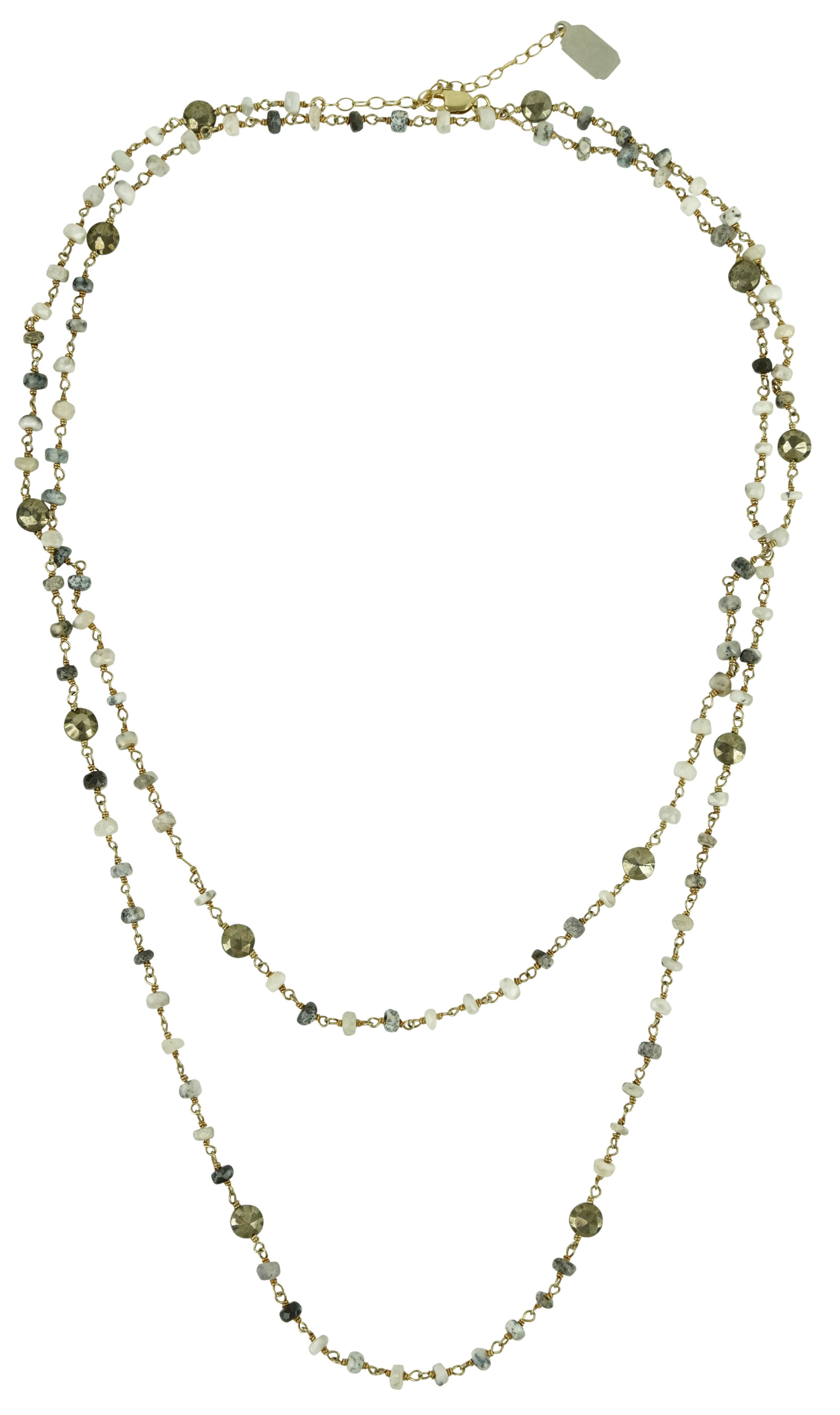 Ela Rae Diana Satellite Necklace in Dendrite Opal/Pyrite 2 Ela Rae Diana Satellite Necklace in Dendrite Opal/Pyrite