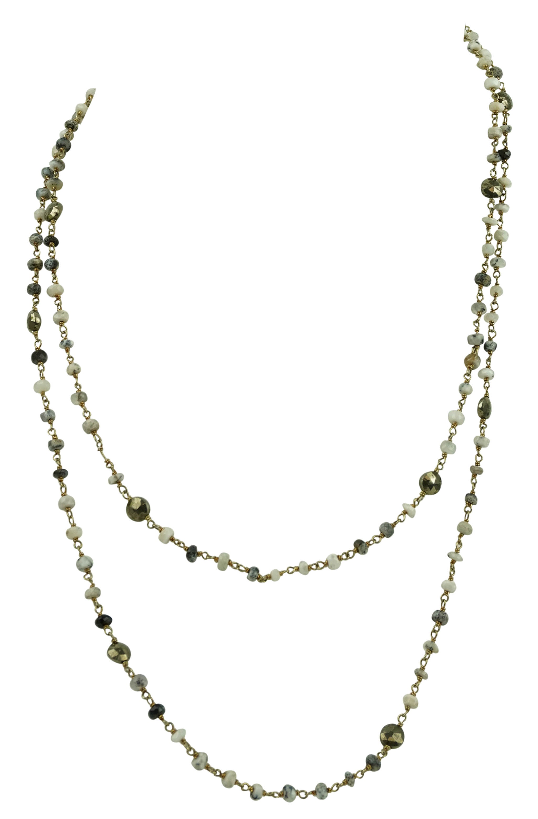 Ela Rae Diana Satellite Necklace in Dendrite Opal/Pyrite 1 Ela Rae Diana Satellite Necklace in Dendrite Opal/Pyrite