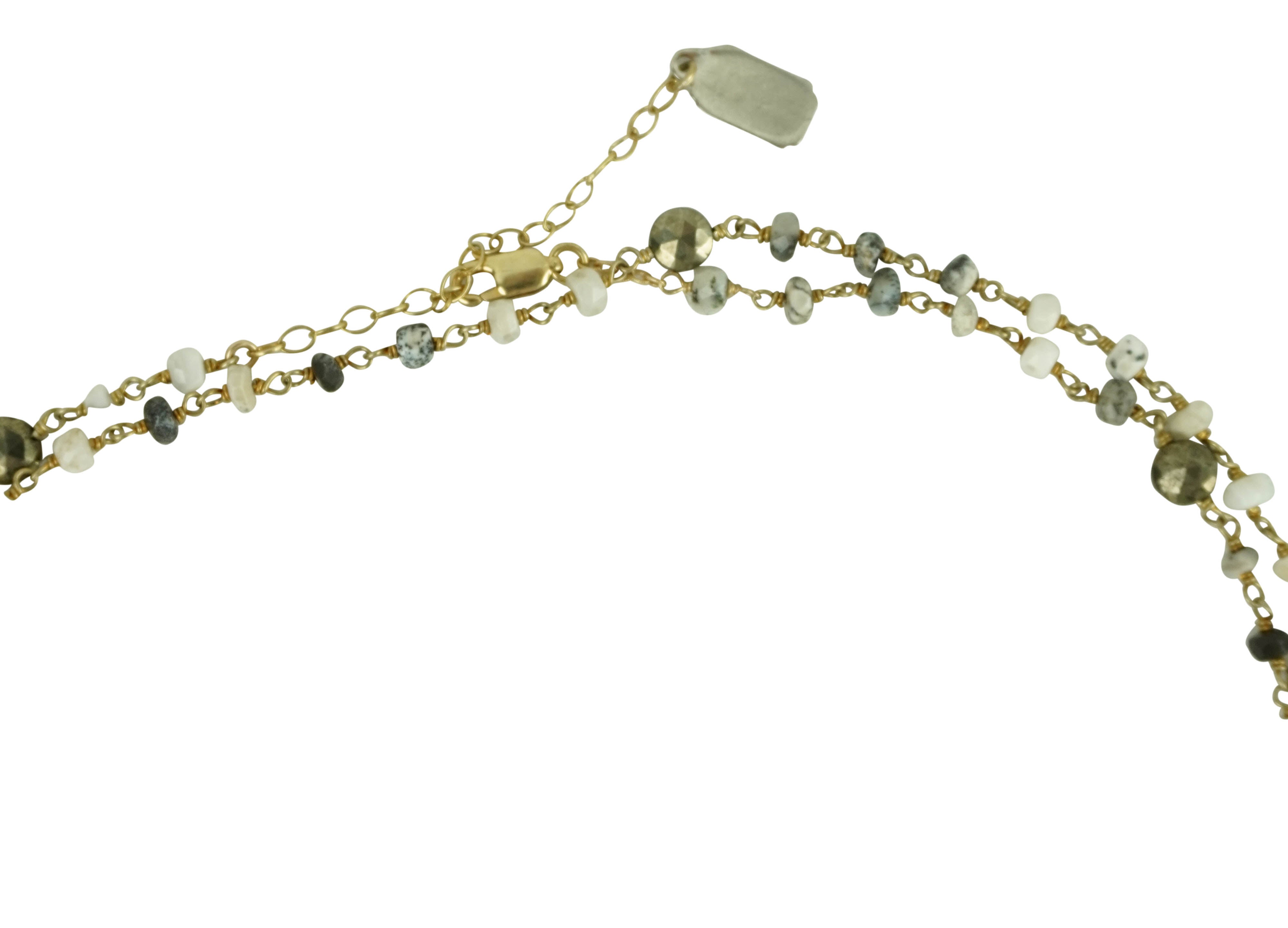 Ela Rae Diana Satellite Necklace in Dendrite Opal/Pyrite 5 Ela Rae Diana Satellite Necklace in Dendrite Opal/Pyrite